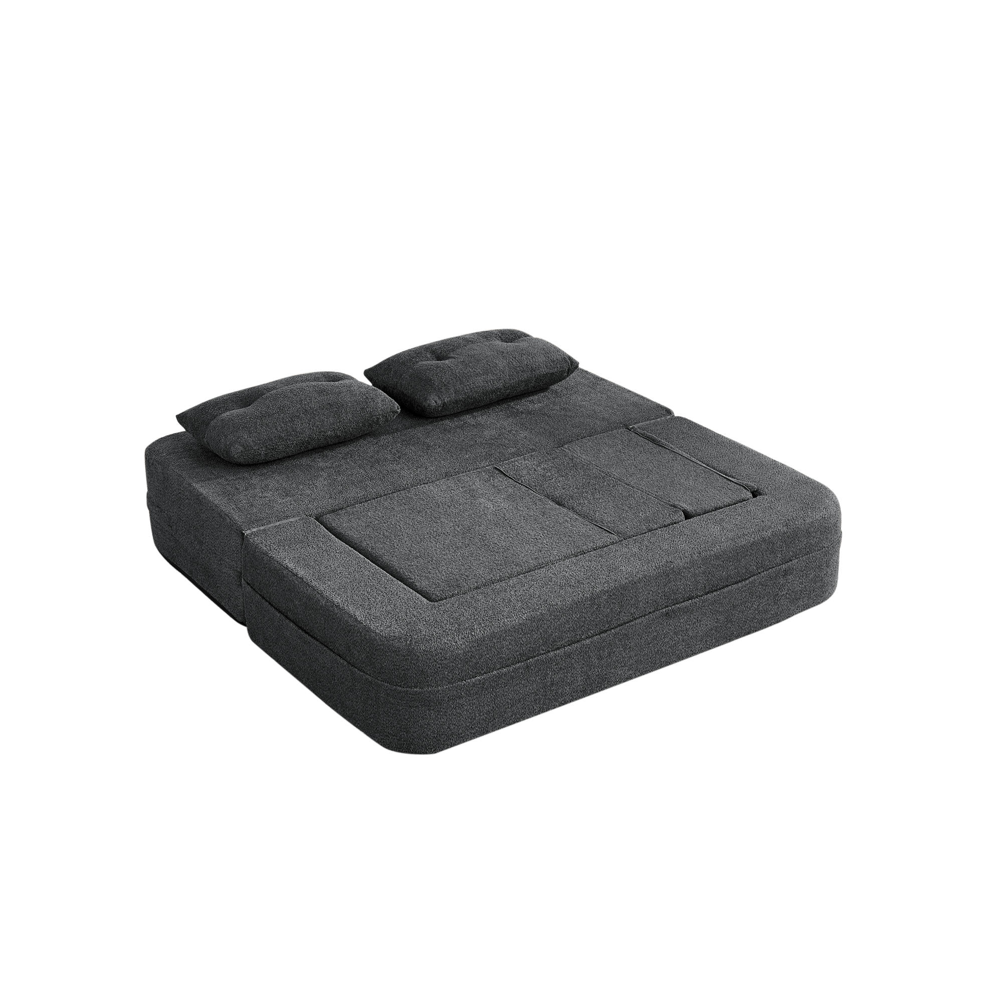 SCHLAFSOFA klappbar mit modularem Sessel, Memory-Schaum und Seitentaschen, Dunkelgrau - Dunkelgrau, Textil (199/39/194cm) - Redom