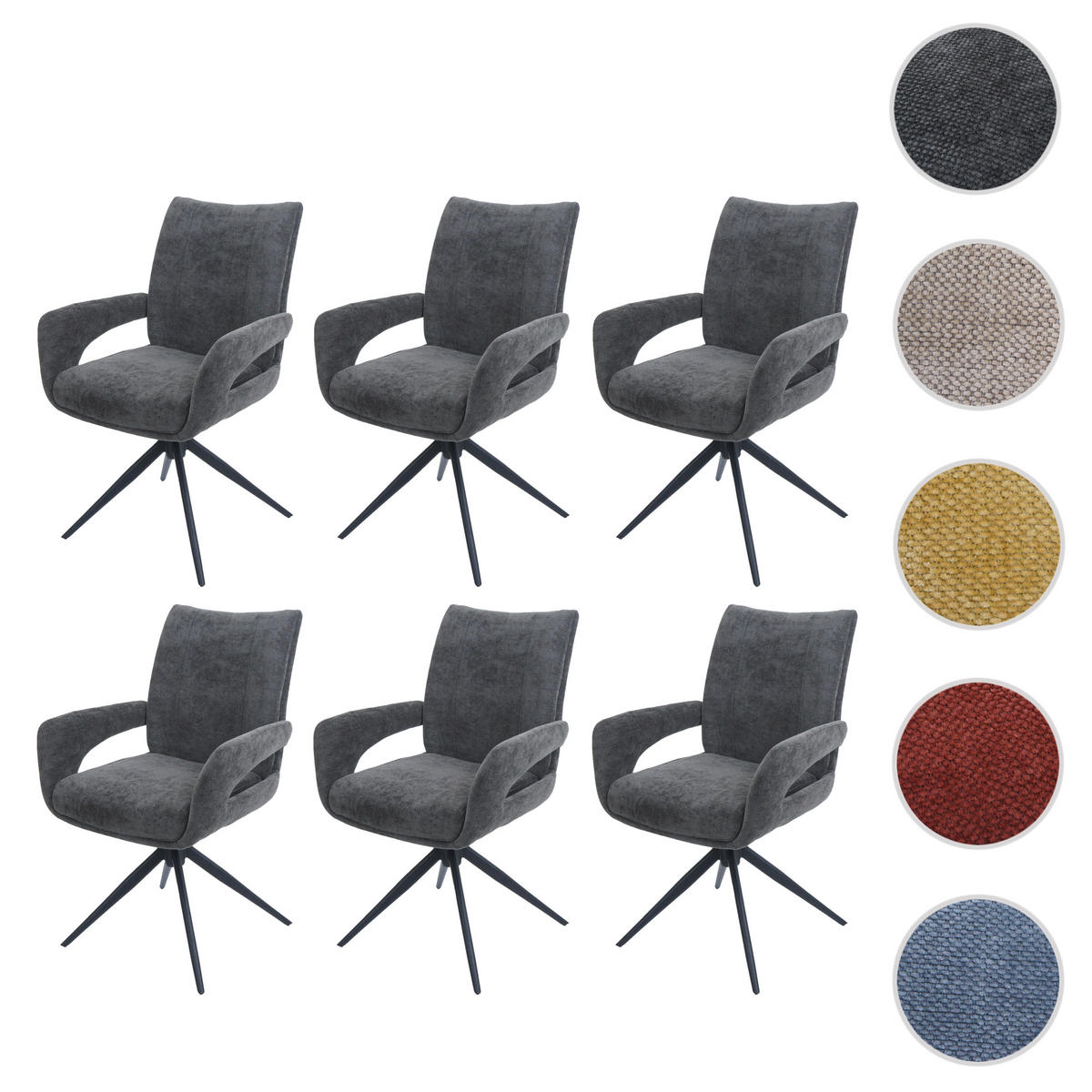 ESSZIMMERSTUHL Grau 6er-Set - Grau, Textil (60/90/60cm) - MCW