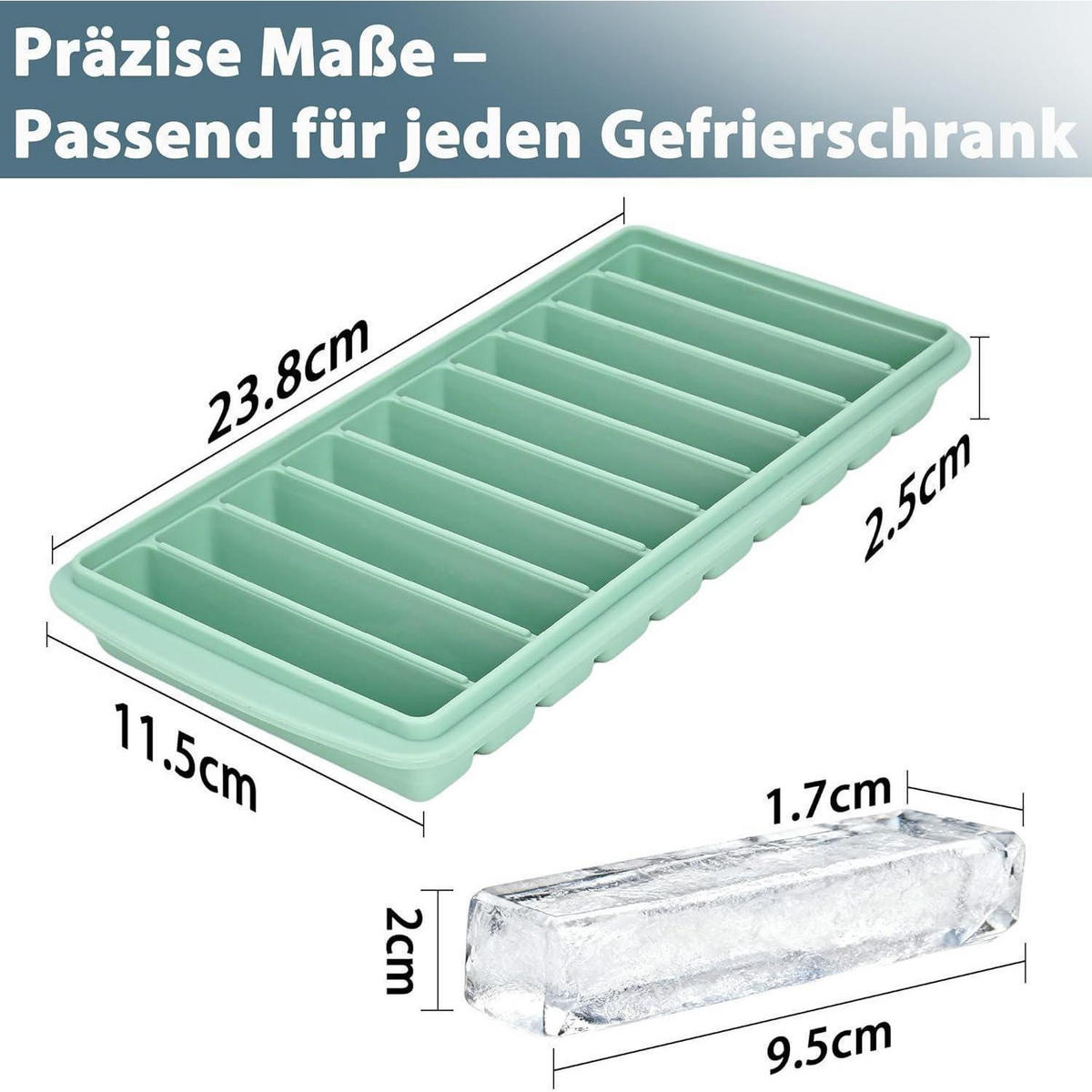 EISWÜRFELFORM mit Deckel Mintgrün - Hellgrün, Kunststoff (11.3/2.7/23.8cm)
