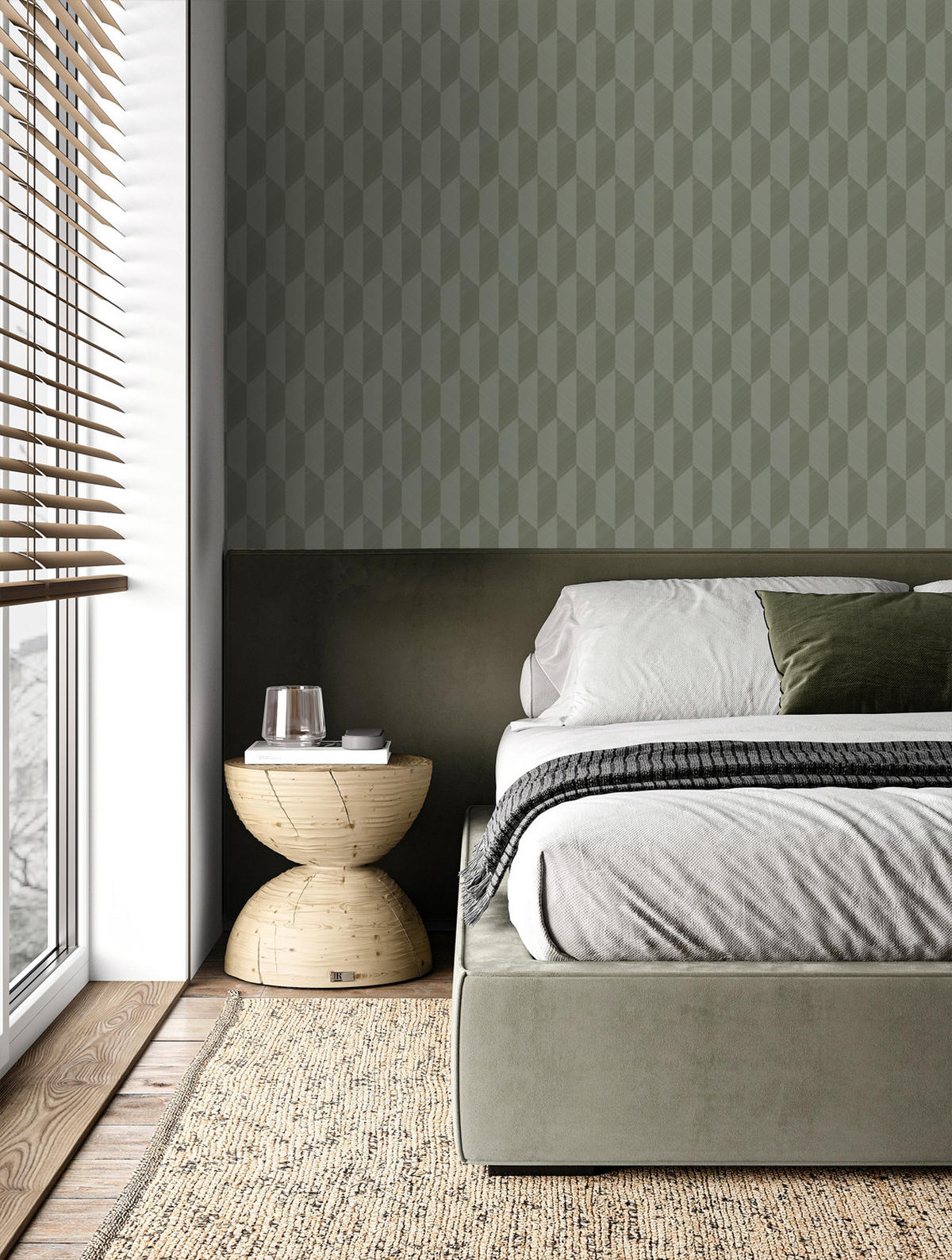 TAPETE 3D Muster 50 x 900 cm - Grün, Papier (50/900cm) - Origin Wallcoverings