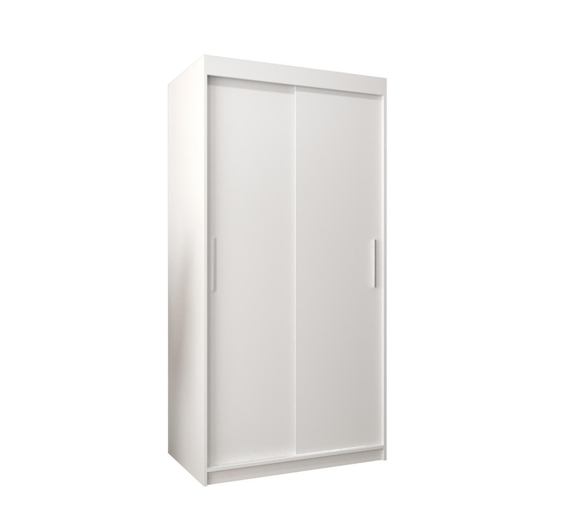 SCHWEBETÜRENSCHRANK 200/100/62 2-türig - Silberfarben/Weiß, Holz/Kunststoff (100/200/62cm) - MÖBEL KRYSPOL