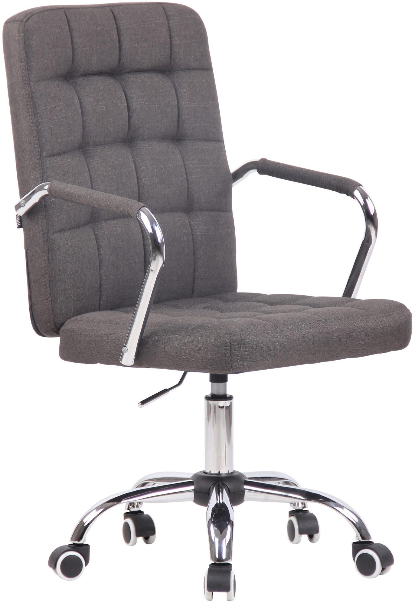 DREHSTUHL Stoff dunkelgrau - Chromfarben/Dunkelgrau, Textil/Metall (56/93/60cm) - CLP