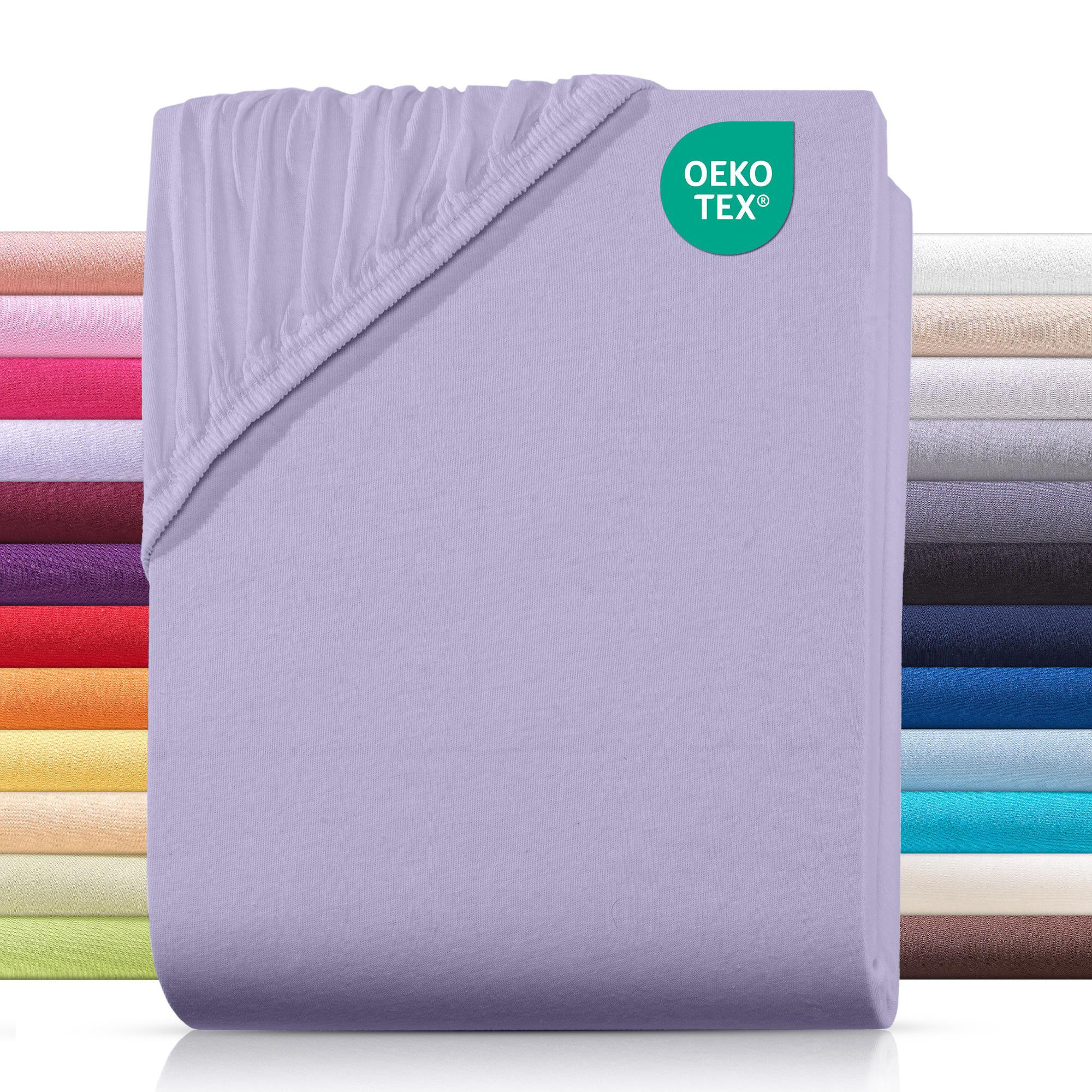 JERSEY-SPANNBETTLAKEN 90x200 cm aus 100% Baumwolle, Baby Bett Bettlaken Flieder Uni - Flieder, Textil (70/200cm) - Carpe Sonno