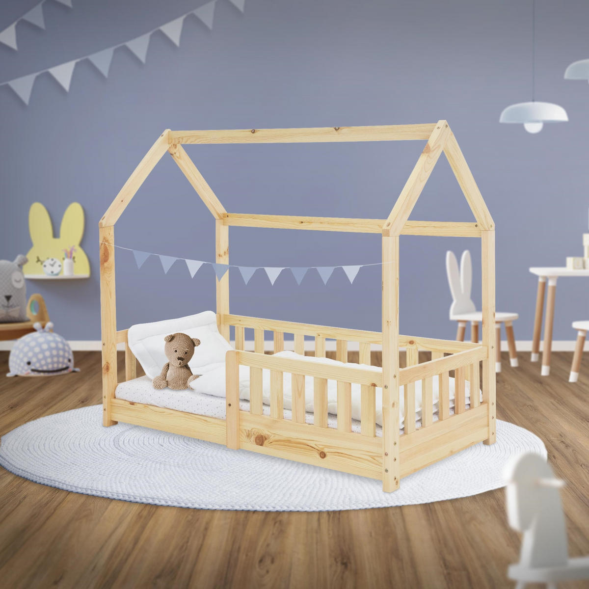 KINDERBETT mit Dach 70x140 cm Natur - Naturfarben, Holz (70/140cm) - ML-DESIGN