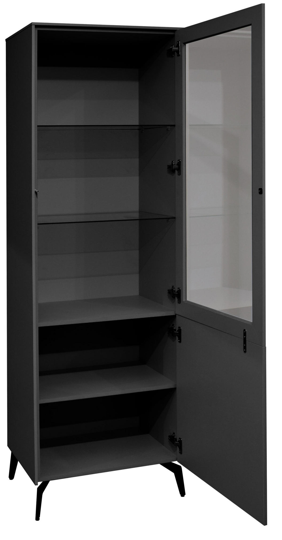 STANDVITRINE Imola Anthrazit matt lack und Glas - Grau, Holzwerkstoff (61/179/42cm)