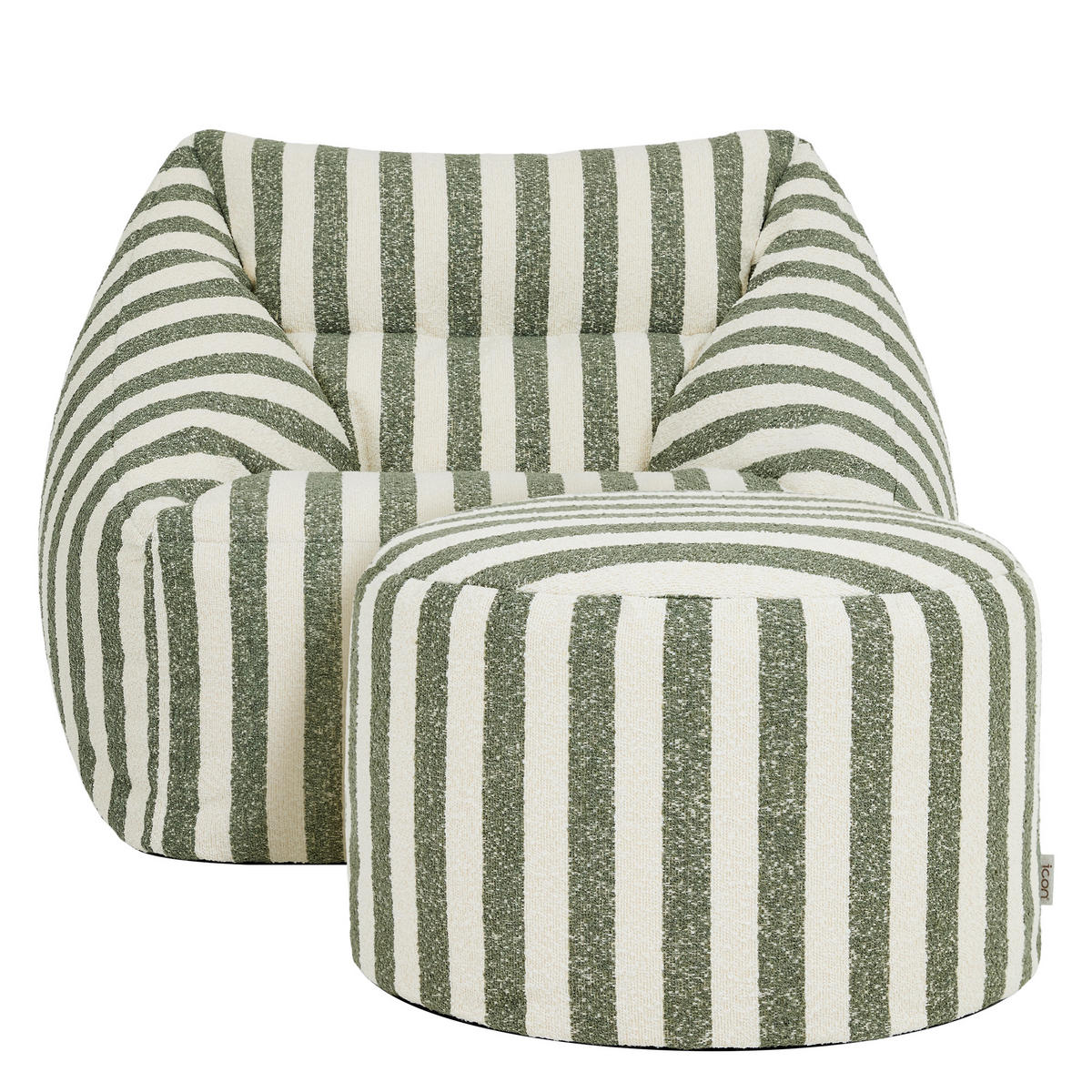 SITZSACK mit Hocker Natalia Bouclé - Grün, Textil (70/65/70cm) - icon
