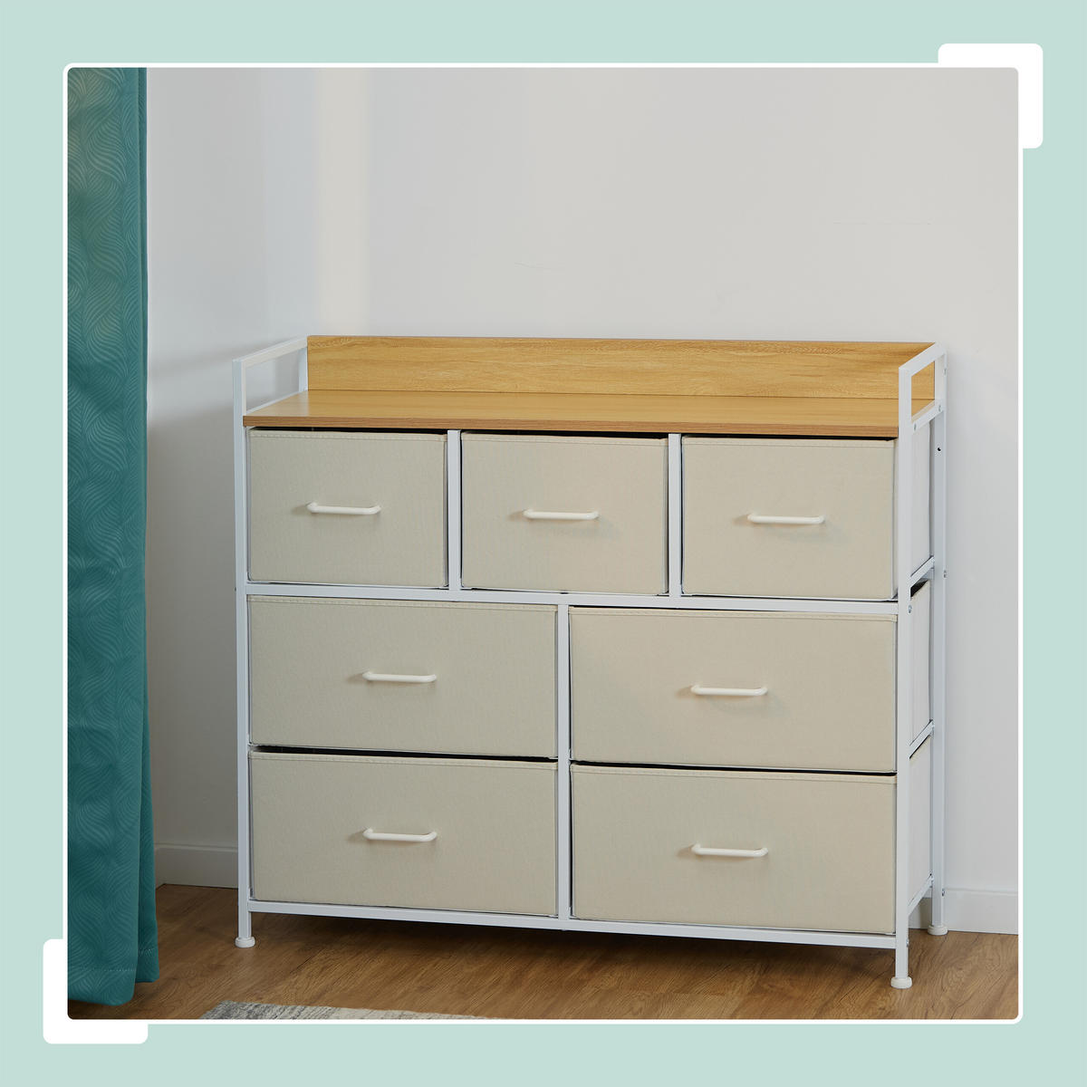 KOMMODE - Beige/Weiß, Holzwerkstoff/Kunststoff (100/85/30.5cm) - Relaxdays