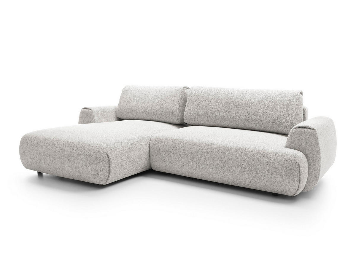 ECKSOFA ZEST Grau Geflochtener Stoff mit Schlaffunktion - Grau, Holz (270/167cm) - MASSENO