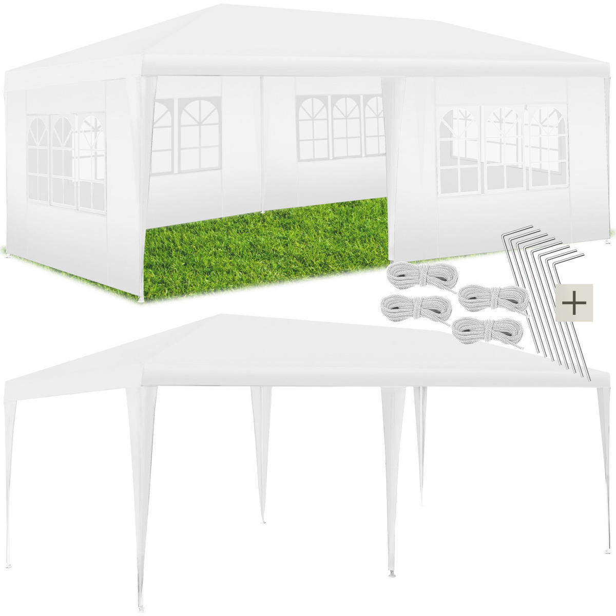 PAVILLON Novara,wasserdicht,weiß - Weiß, Kunststoff (300/250/600cm) - tectake