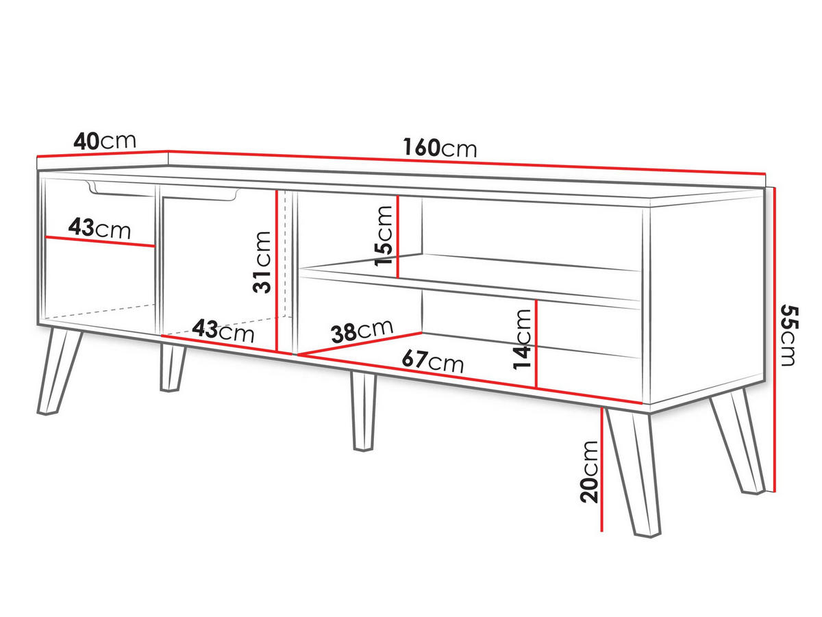 TV-LOWBOARD Nordelo 160 - Nussbaumfarben, Holz/Holzwerkstoff (160/55/40cm) - MIRJAN24
