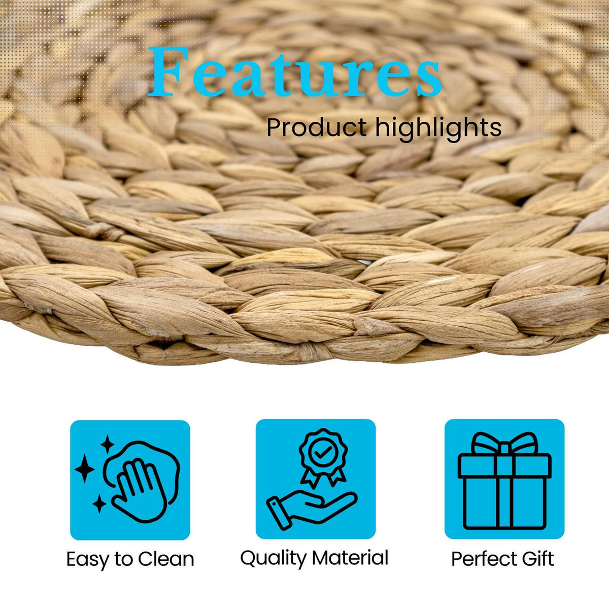 PLATZSET Untersetzer 30 cm - Naturfarben, Naturmaterialen (30/30/13cm) - Intirilife