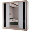 SCHWEBETÜRENSCHRANK Como II 200/61/215 eiche sonoma+weiß - Schwarz/Weiß, Holzwerkstoff (200/215/61cm) - Beautysofa