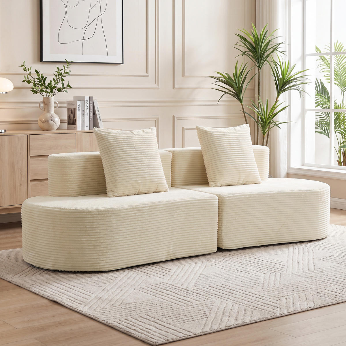 3-SITZER-SOFA Polyester Schaumstoff Beige - Beige, Textil (86/82/245cm) - HOMCOM