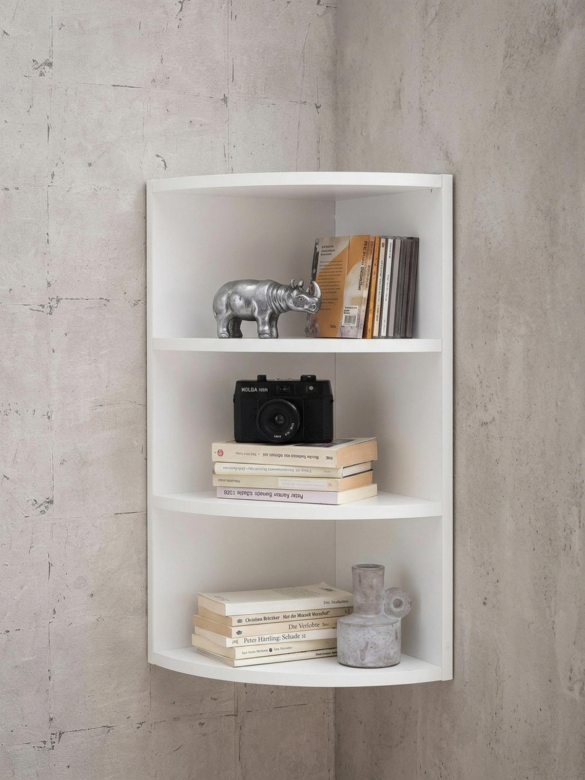 ECKREGAL NIDDA MDF Runder Front Modern, Weiß 30x30x60 cm - Weiß, Holz (30/60/30cm) - KADIMA DESIGN