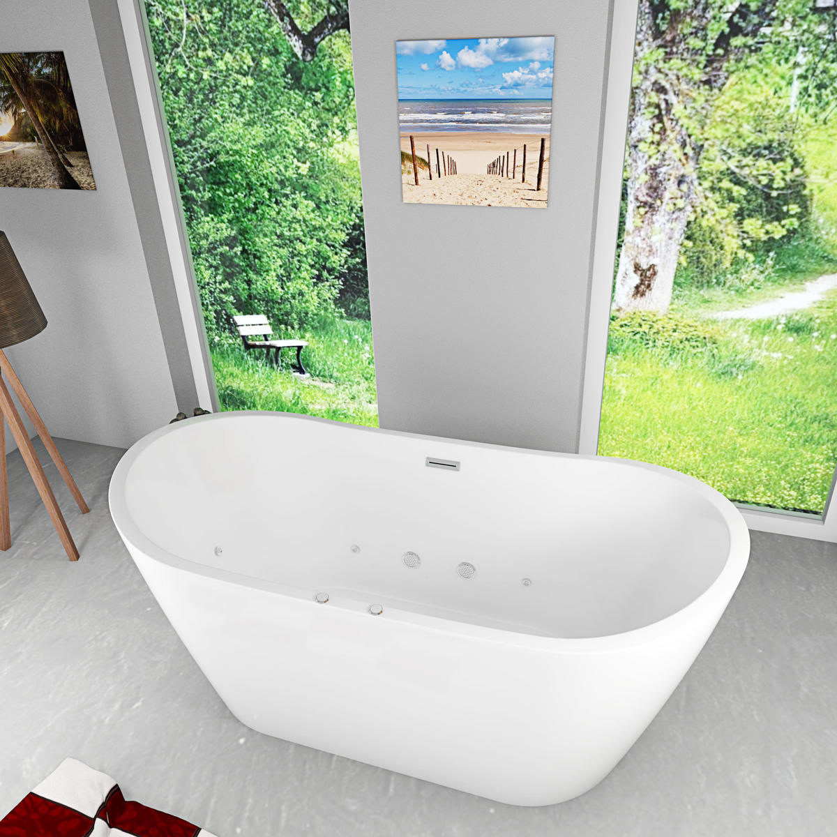 FREISTEHENDE Badewanne Wanne F23 180x92cm Whirlpool - Weiß, Glas/Kunststoff (80/72/180cm) - AcquaVapore by Sandra Jentho