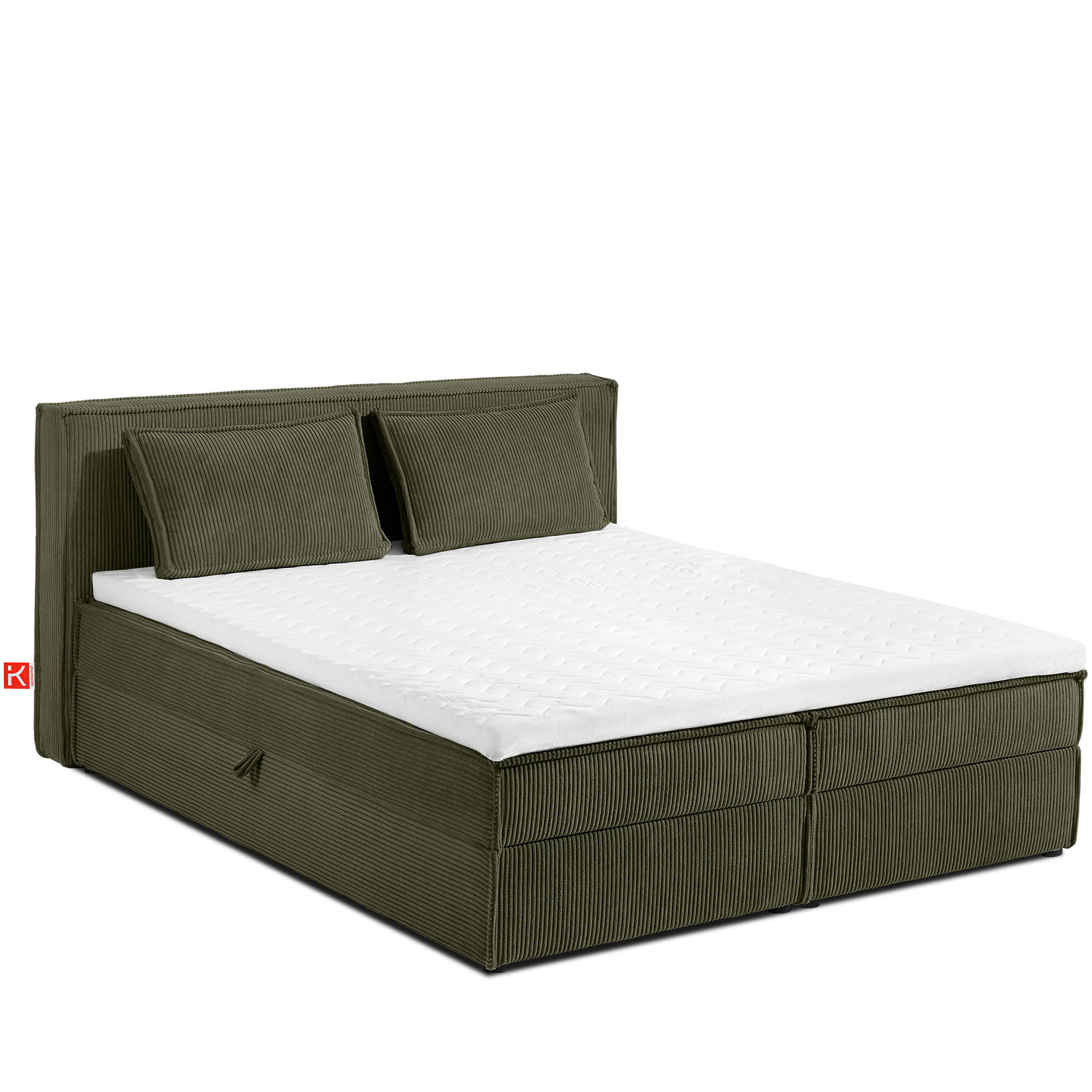 BOXSPRINGBETT ROTI mit Stauraum, oliv - Schwarz/Olivgrün, Holz/Holzwerkstoff (160/200cm) - KONSIMO®