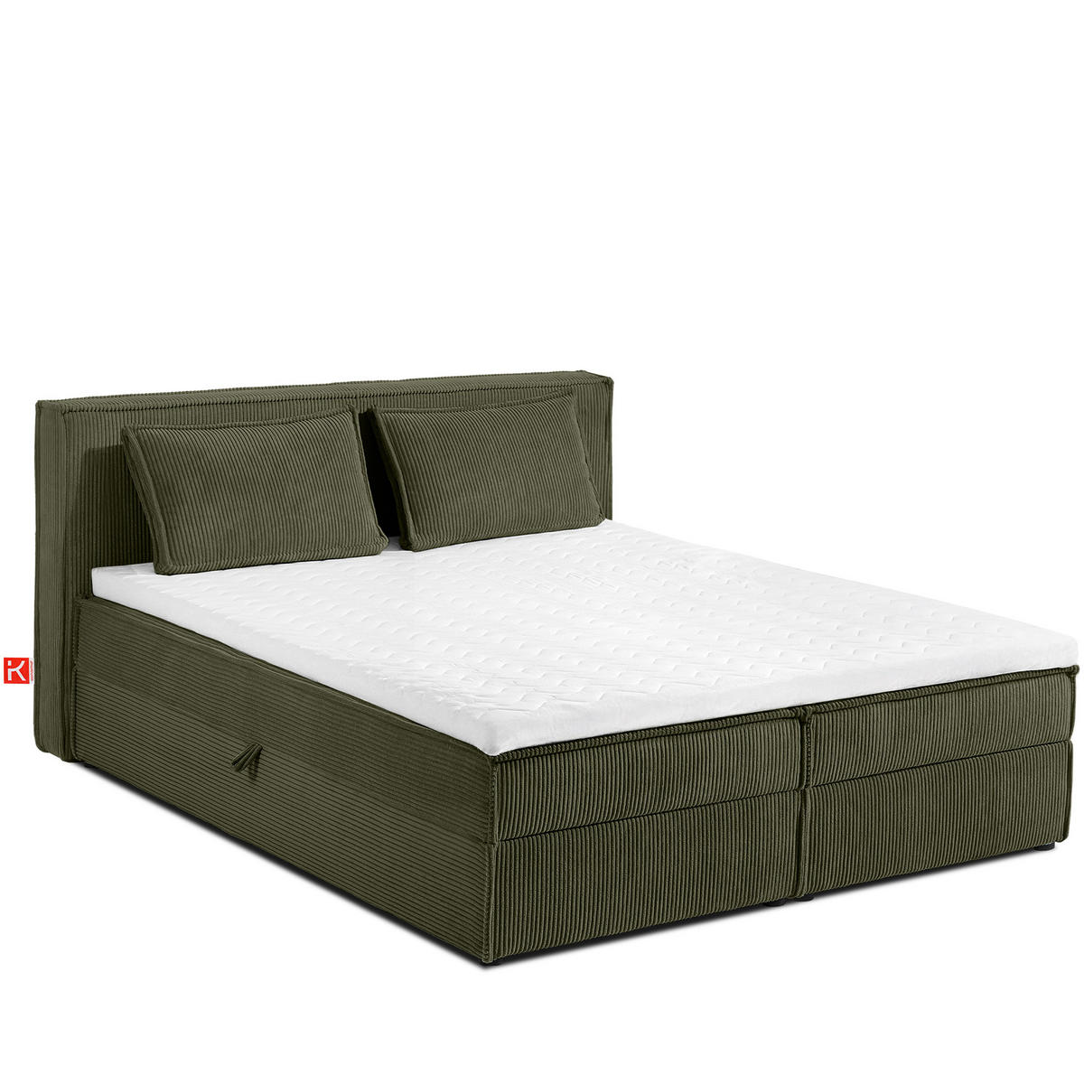 BOXSPRINGBETT ROTI mit Stauraum, oliv - Schwarz/Olivgrün, Holz/Holzwerkstoff (160/200cm) - KONSIMO®