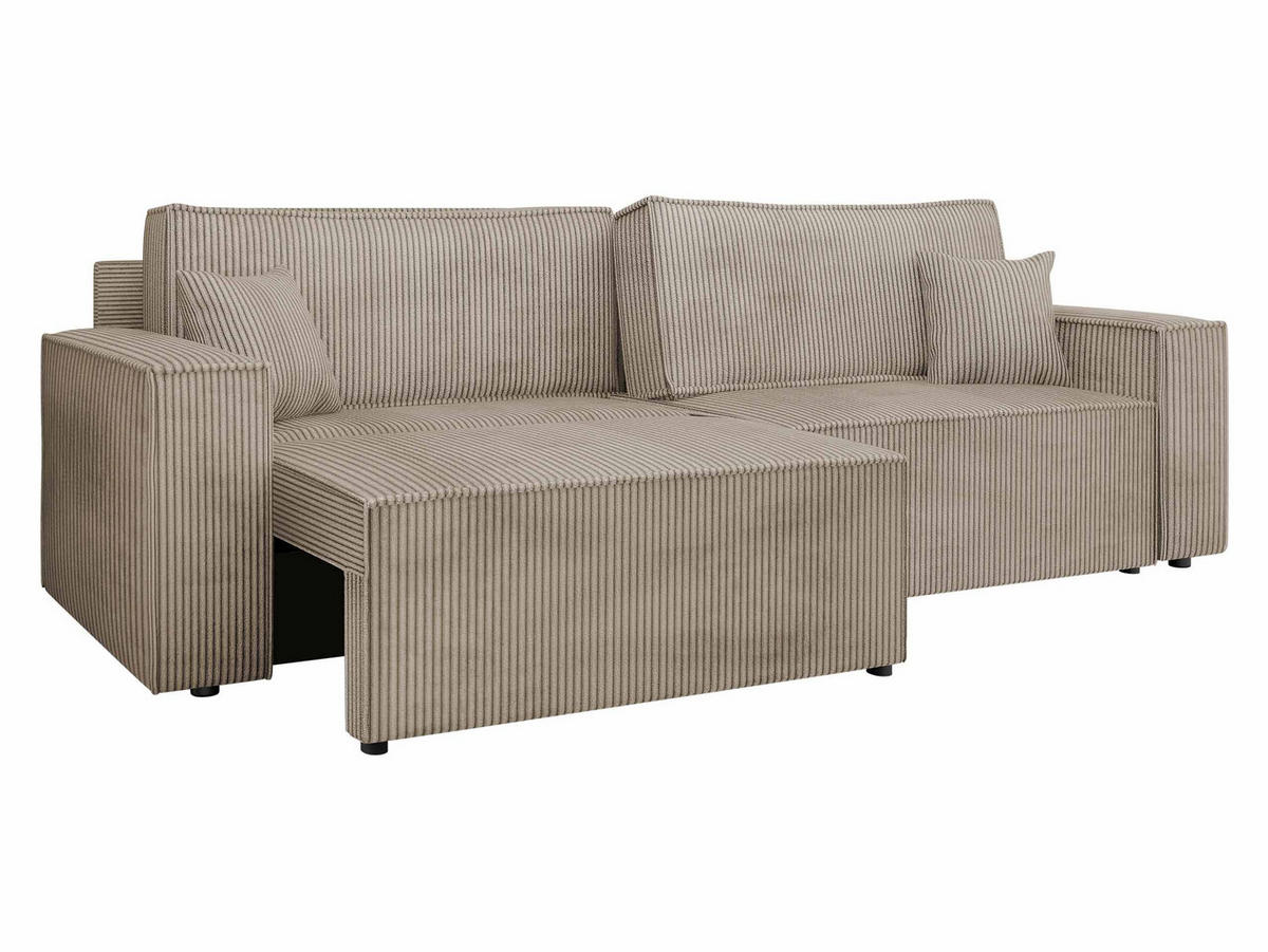 SCHLAFSOFA Karl Cord mit L-Funktion - Schwarz/Naturfarben, Holz/Kunststoff (245/82/139cm) - MIRJAN24