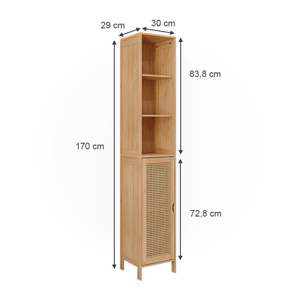 BADSCHRANK Liora Bambus 30 x 170 cm - Grün, Holzwerkstoff (30/170/29cm) - Vicco