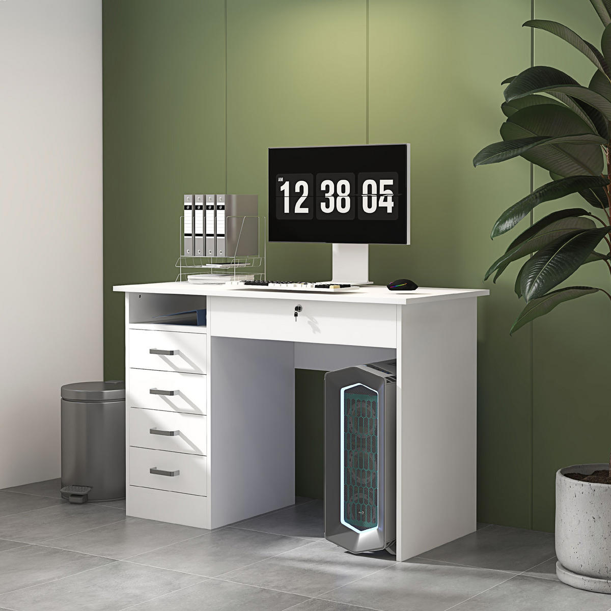 BÜROTISCH Weiß 1 Stück - Weiß, Holzwerkstoff (50/110/76cm) - GiPP