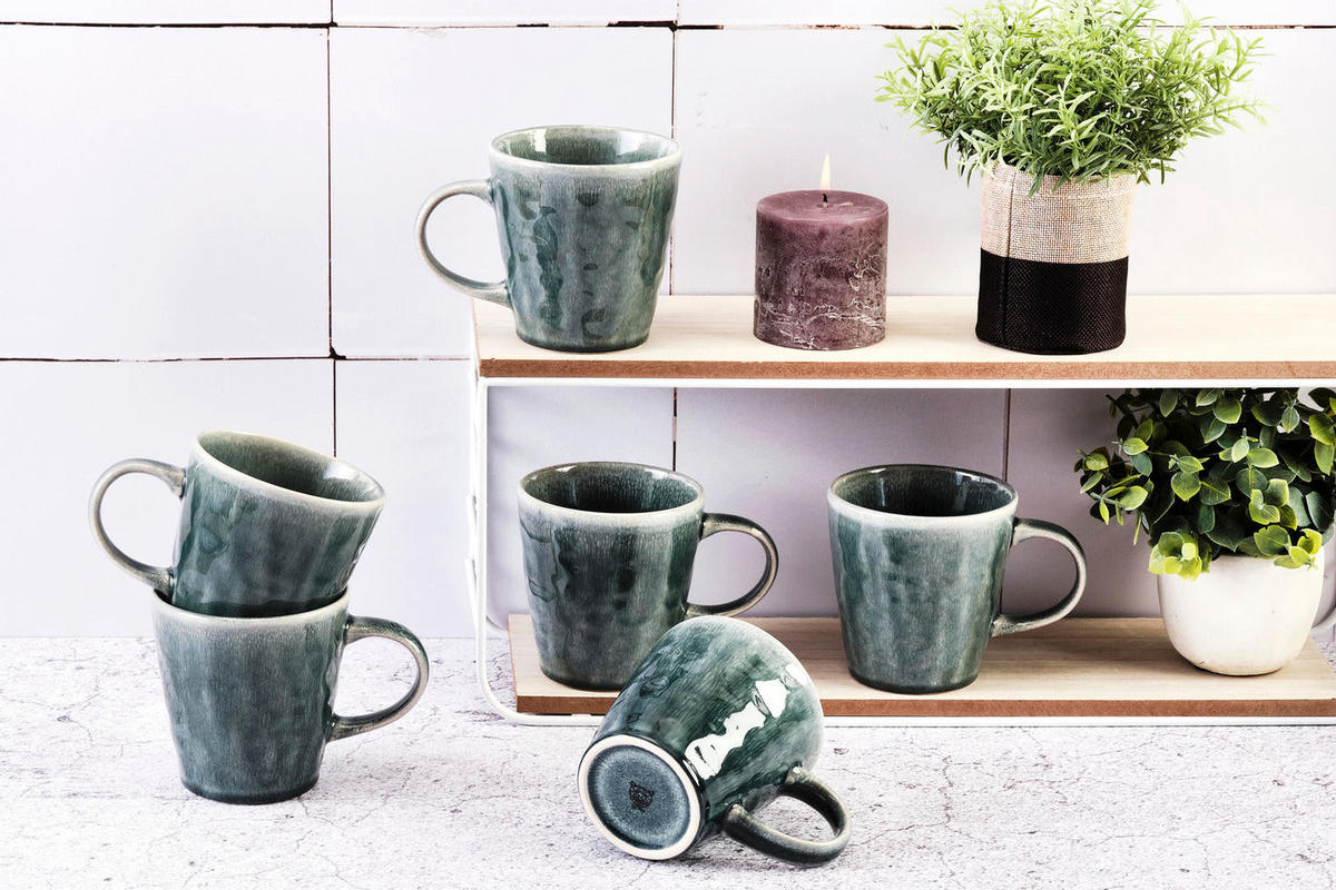 TASSEN Moon 400ml - 6er-Set - Petrolfarben - Blau, Keramik (0.4L) - Björn