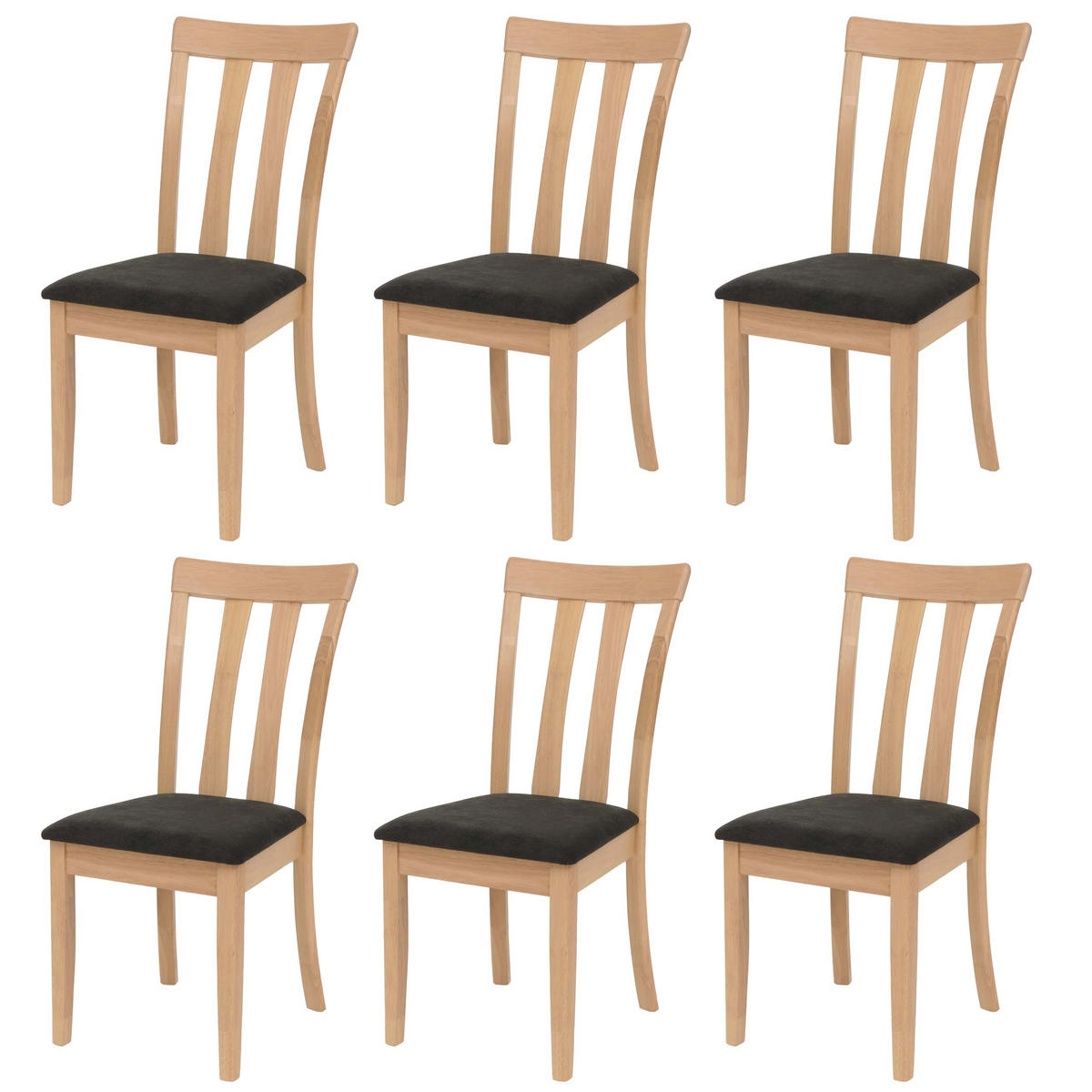 ESSZIMMERSTUHL Schwarz, Braun 6er-Set - Schwarz/Braun, Holz (42/96/58cm) - MCW