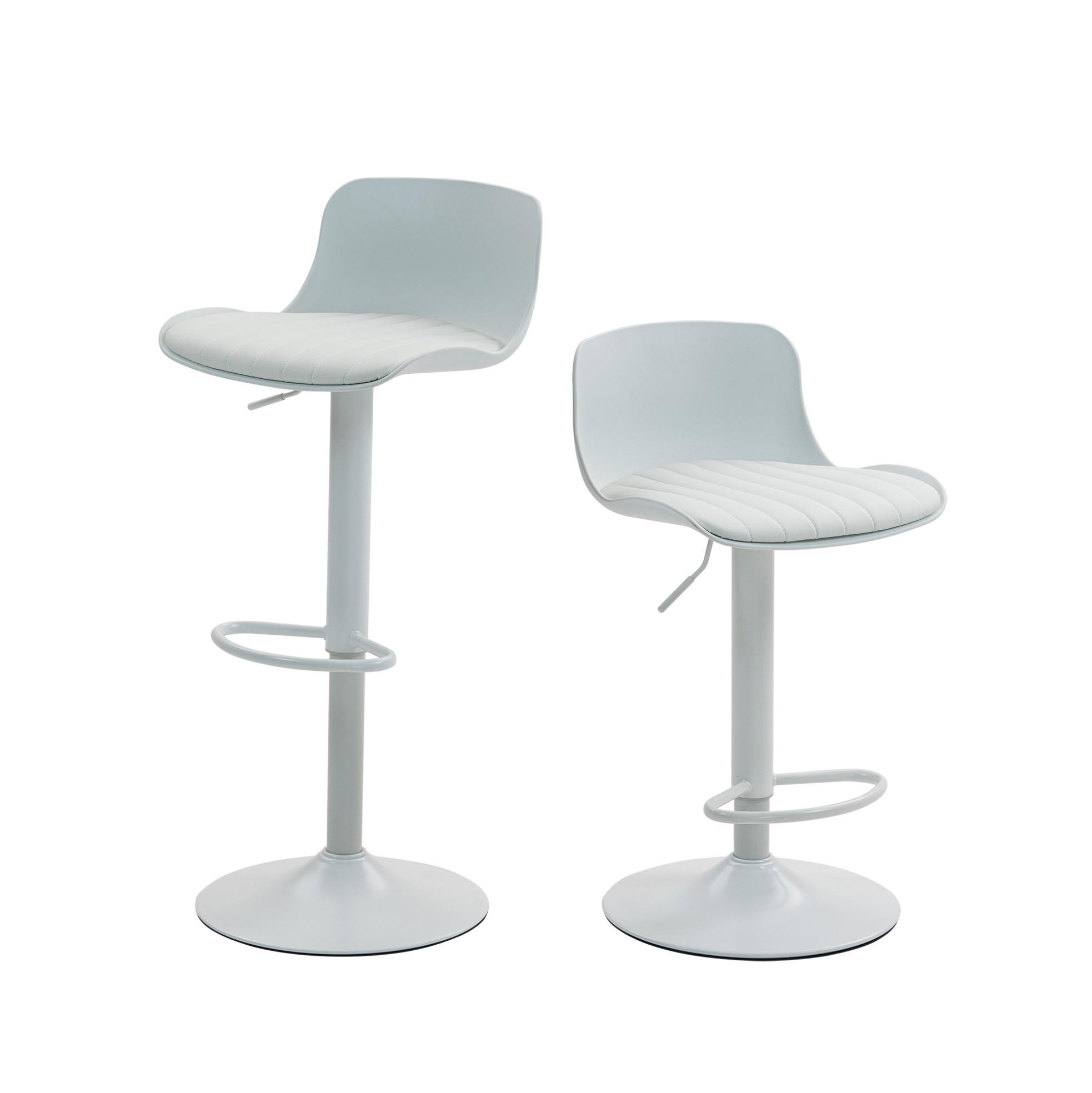 BARHOCKER 2er-Set Weiß drehbar und höhenverstellbar - Weiß, Metall (44/80/43cm) - MIVRAY