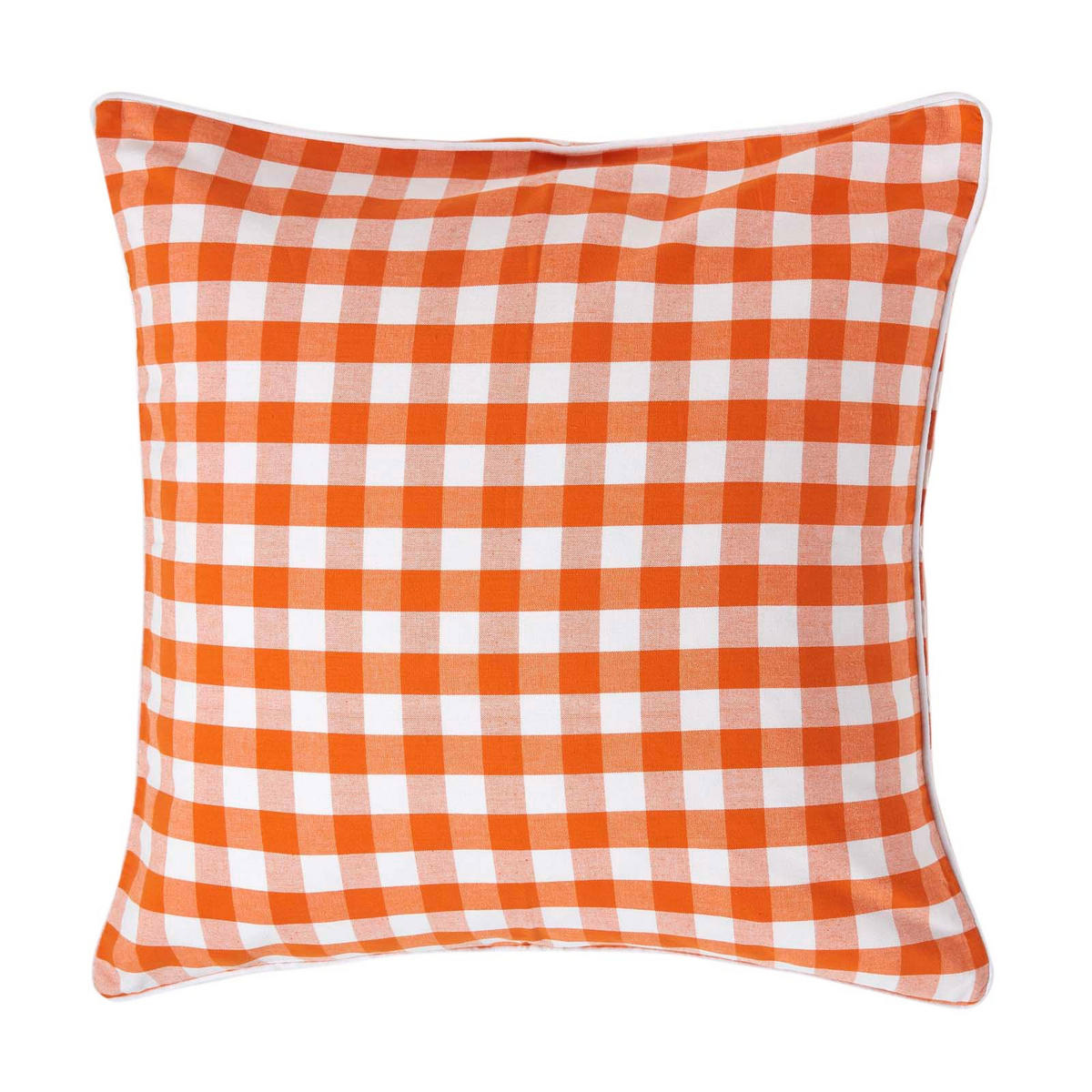 KISSENHÜLLE Karo-Muster 60/60 cm, 100% Baumwolle - Orange, Textil (60/60cm) - Homescapes