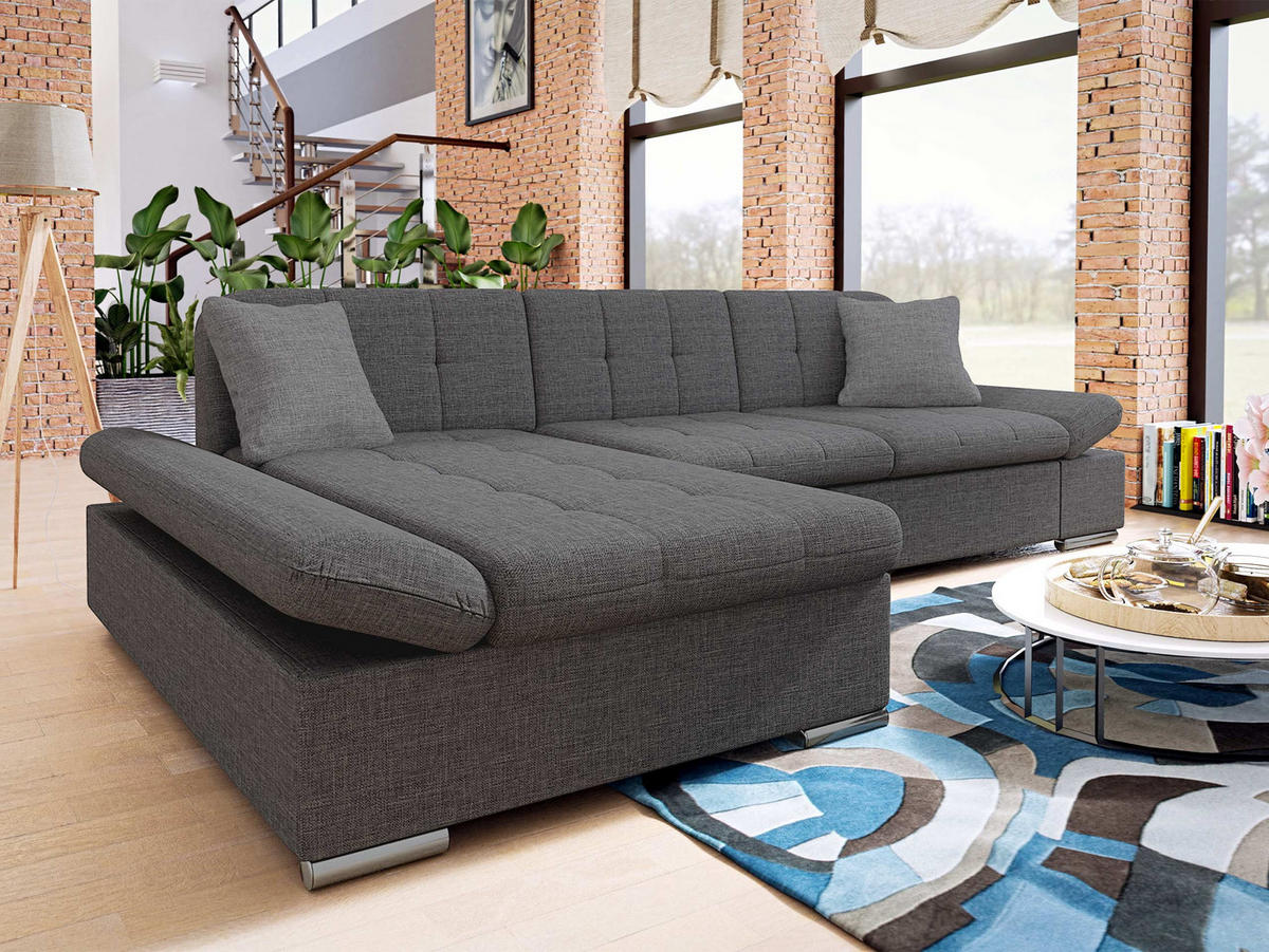 ECKSOFA Malwi, Seite: Links - Chromfarben, Holz/Textil (278/161cm) - MIRJAN24