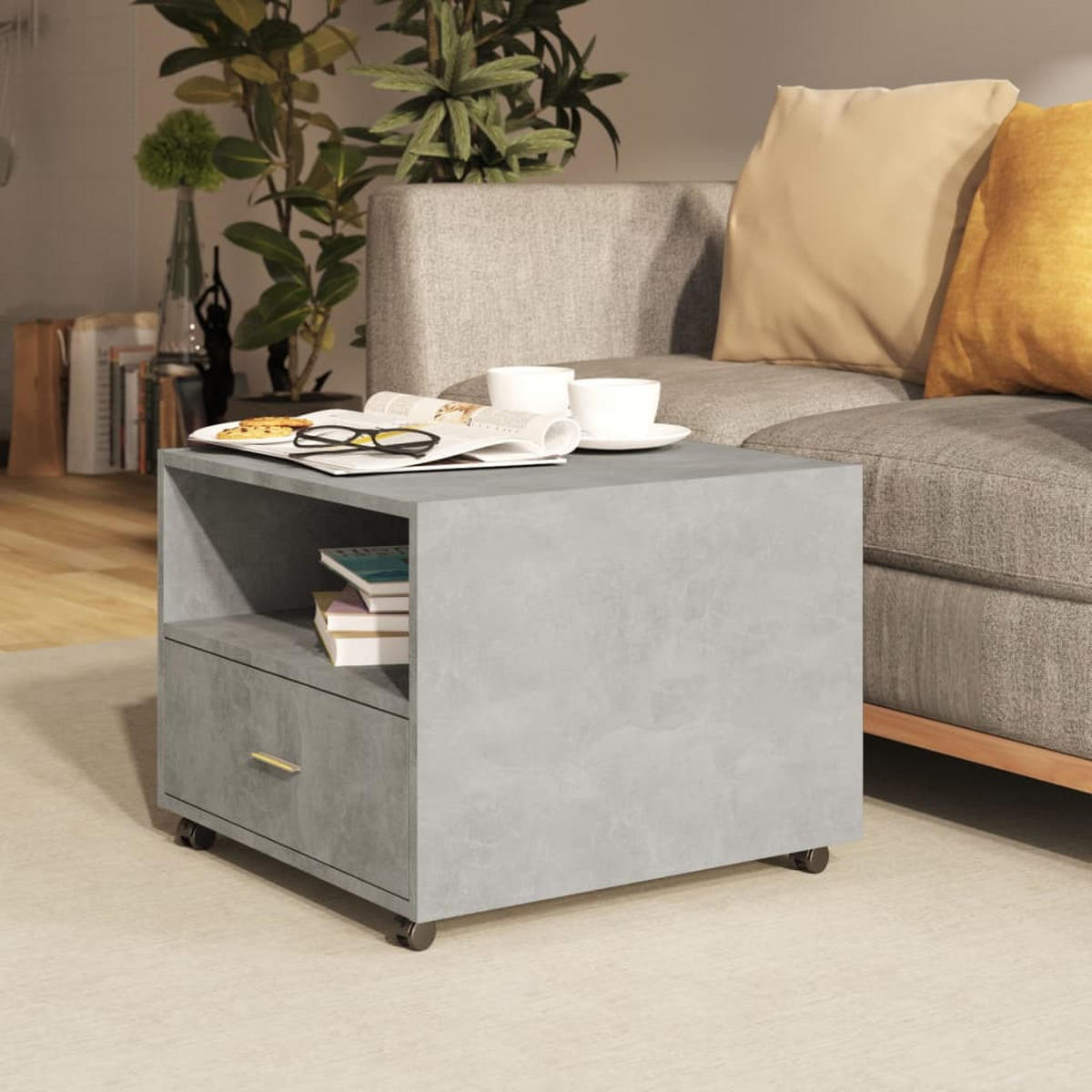 COUCHTISCH Betongrau 55x55x40 cm Holzwerkstoff - Grau, Holzwerkstoff (55/55/40cm) - furnicato