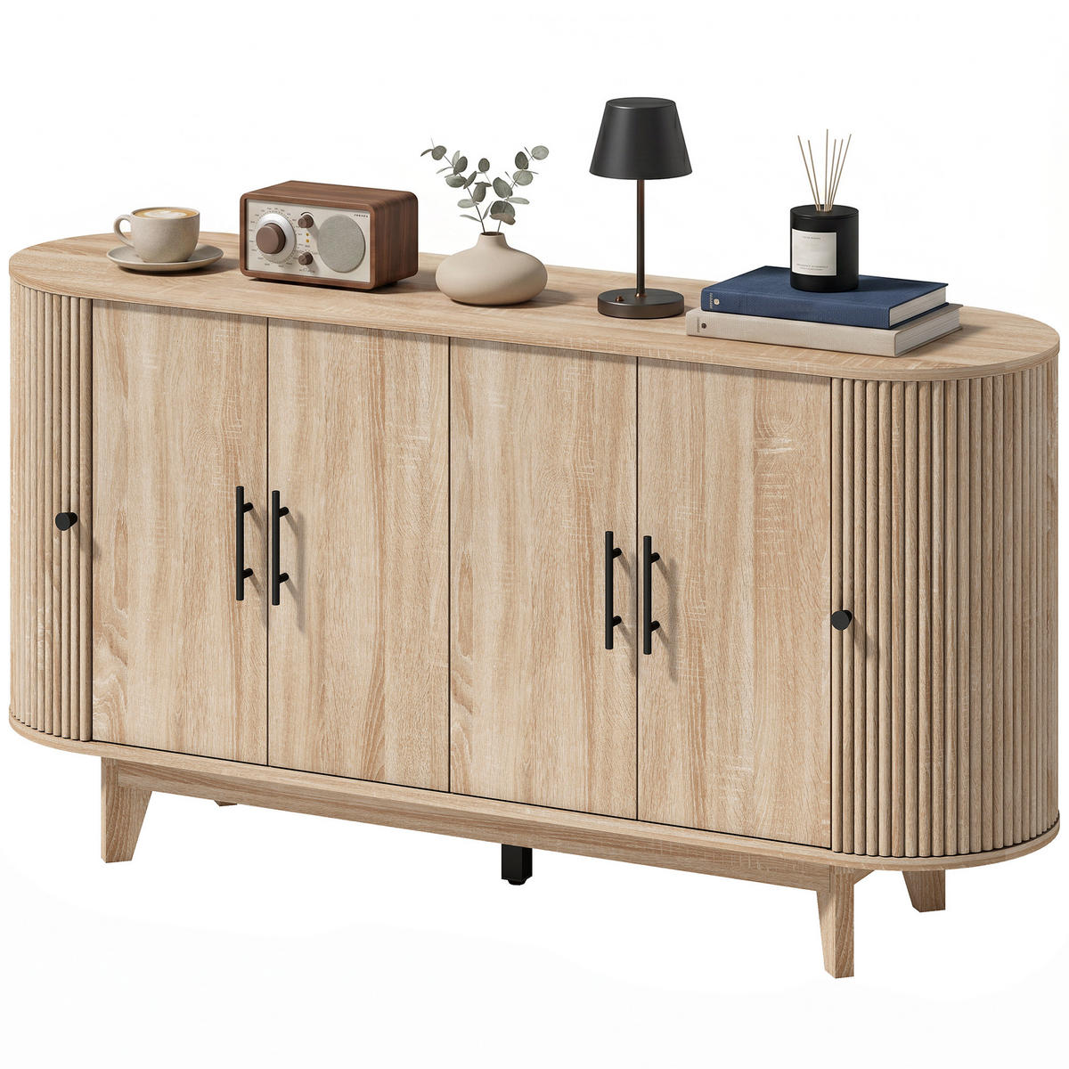 SIDEBOARD Eiche-Nachbildung, 4 Türen, 147/40/76 cm - Eichefarben, Holz (147/76/40cm) - PANGIVO