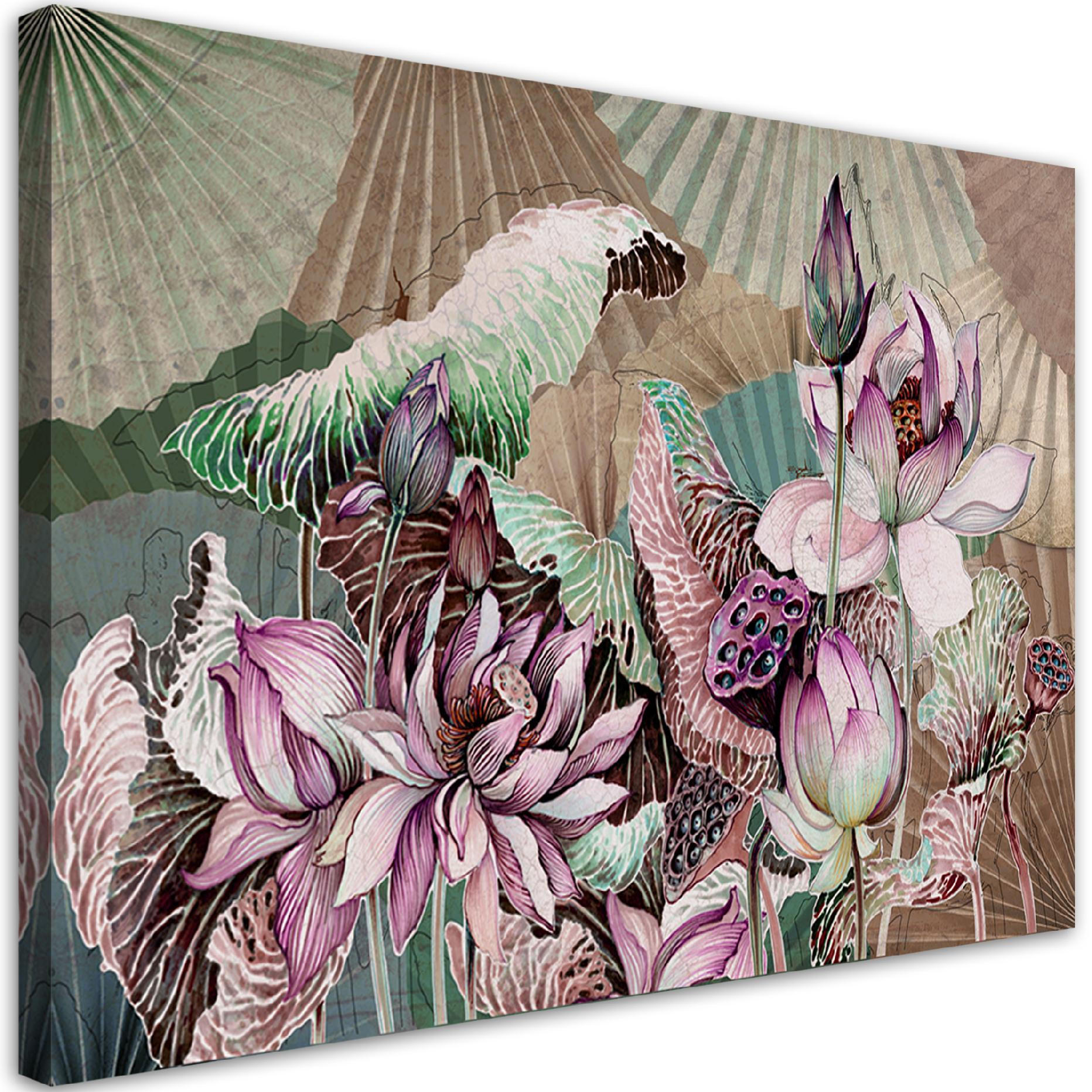 WANDBILD heilige lotos und fanter - Braun, Textil (60/40cm) - Feeby