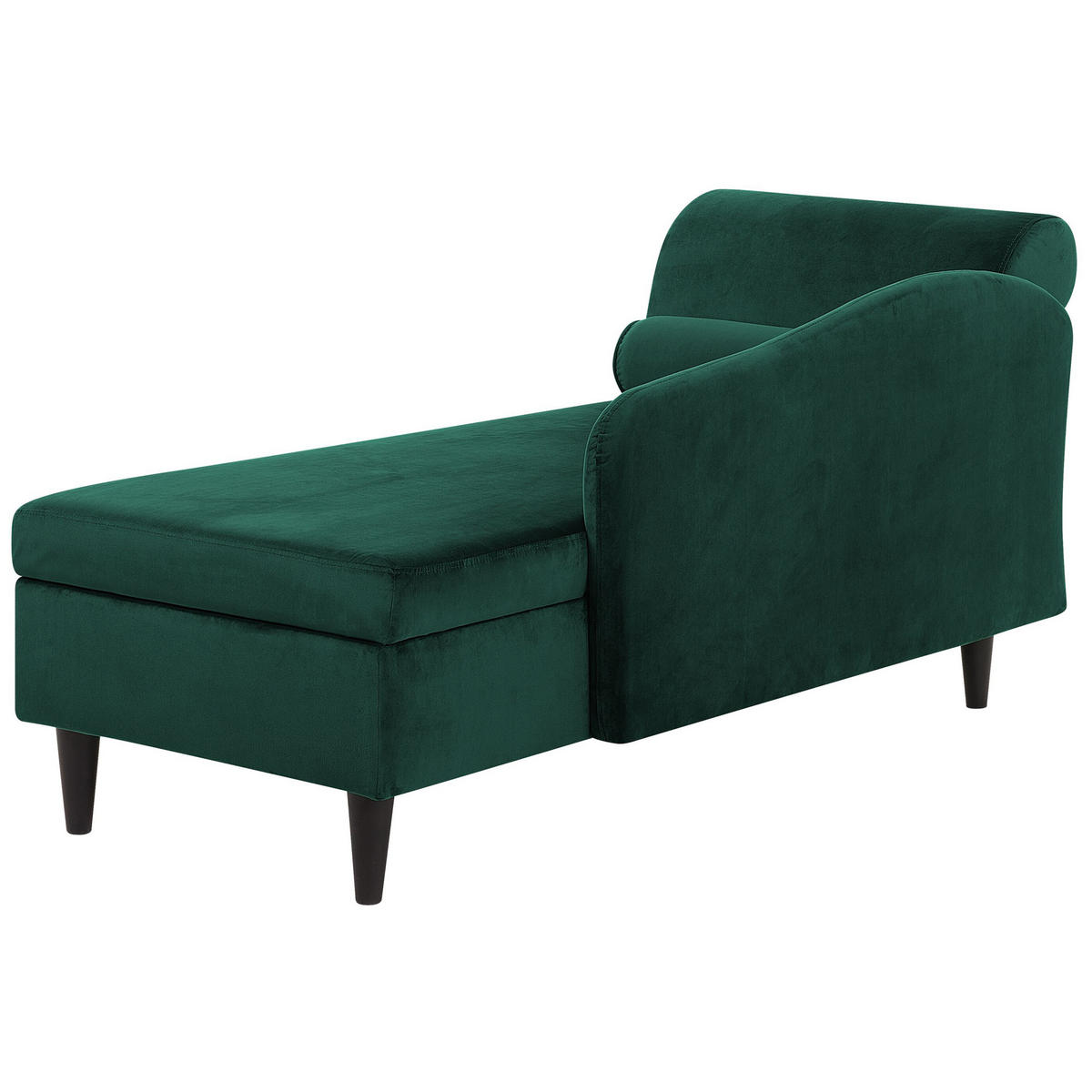 CHAISELONGUE Samtstoff smaragdgrün linksseitig Luiro - Dunkelbraun/Grün, Textil (160/77/70cm) - Beliani