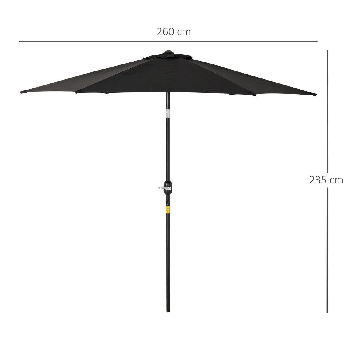 SONNENSCHIRM DE-11491 Ø260/235 cm Schwarz - Schwarz, Metall (260/260cm) - ComfortXL