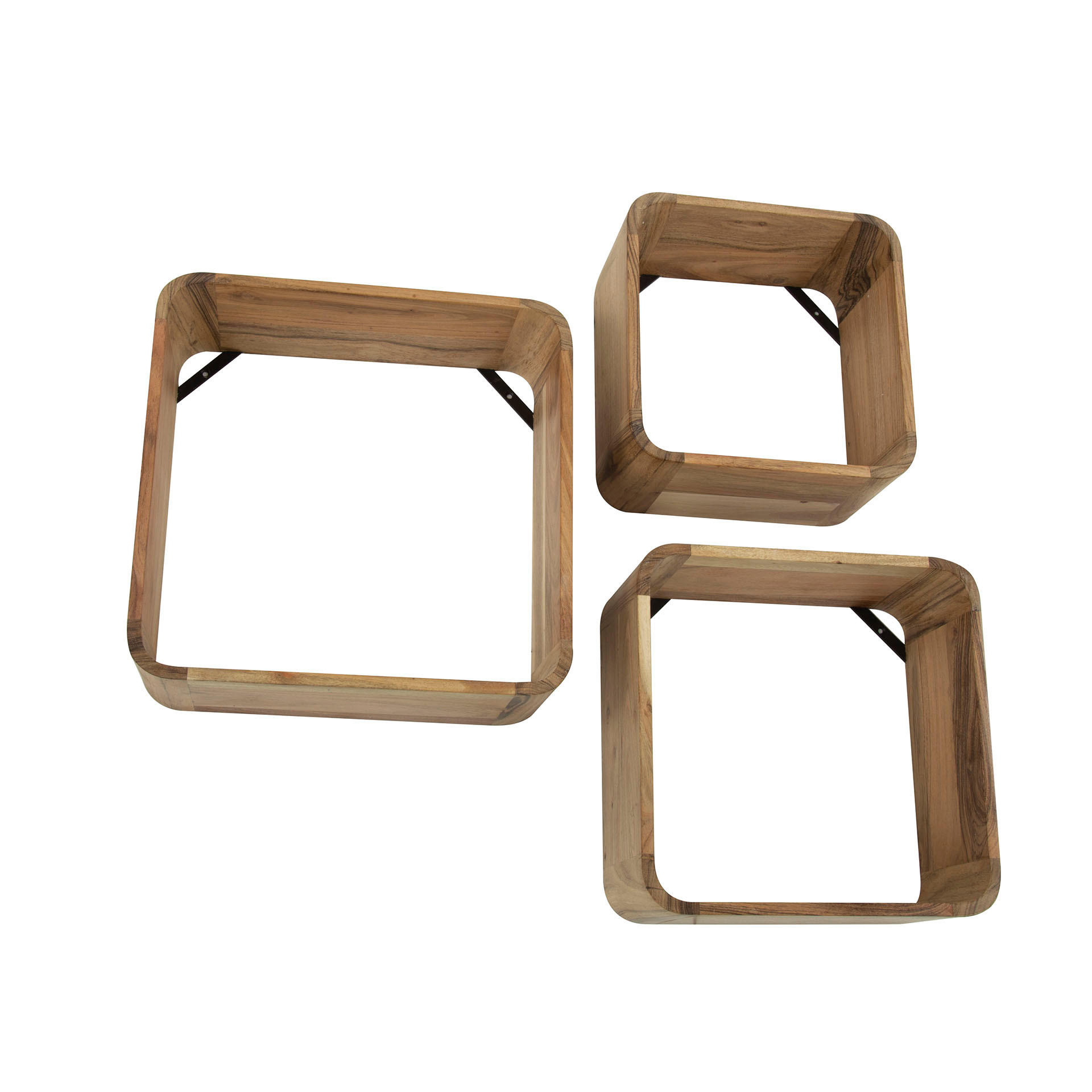 WANDREGAL Riev Braun 15/40/40 cm 3er-Set - Braun, Holz (40/40/15cm) - Hoyz Collection