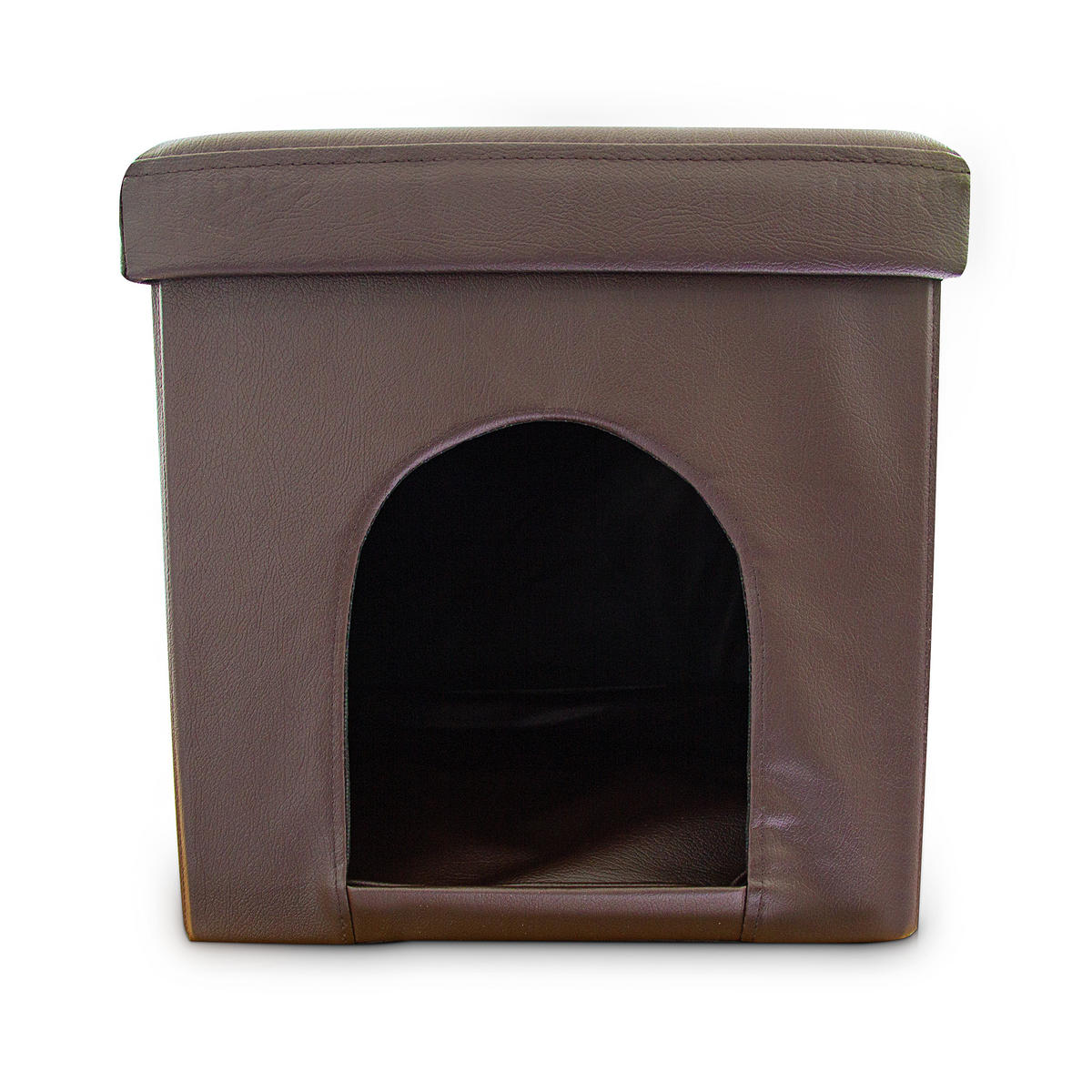 HUNDEBOX Sitzhocker - Dunkelbraun, Holzwerkstoff/Kunststoff (38/38/38cm) - Relaxdays