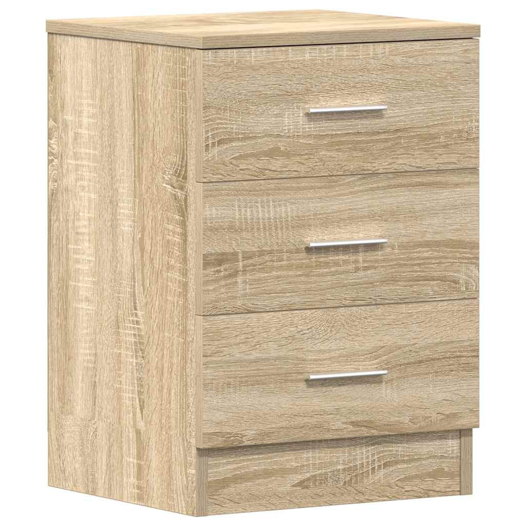 NACHTTISCH mit 3 Schubladen 38/35/56 cm aus Holzwerkstoff in Sonoma-Eiche Dekor - Sonoma Eiche, Holz (38/56/35cm) - vidaXL