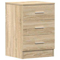 NACHTTISCH mit 3 Schubladen 38/35/56 cm aus Holzwerkstoff in Sonoma-Eiche Dekor - Sonoma Eiche, Holz (38/56/35cm) - vidaXL