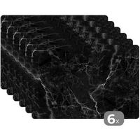 PLATZSETS 6er-Set Marmoroptik - Luxus - Schwarz 45x30 cm Tischset - Anthrazit, Kunststoff (0.3/45/30cm) - MuchoWow