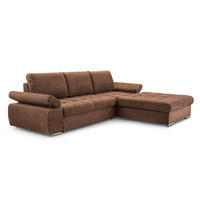ECKSOFA SANDRO Orange Geflochtener Stoff mit Schlaffunktion - Orange, Holz (277/201cm) - MASSENO