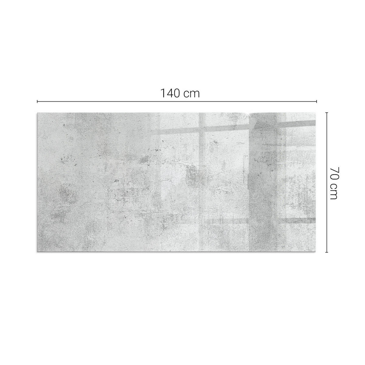 GLASPLATTE für Kamin 140x70 cm Grau - Grau, Glas (140/70/0.4cm) - ArtPrintCave