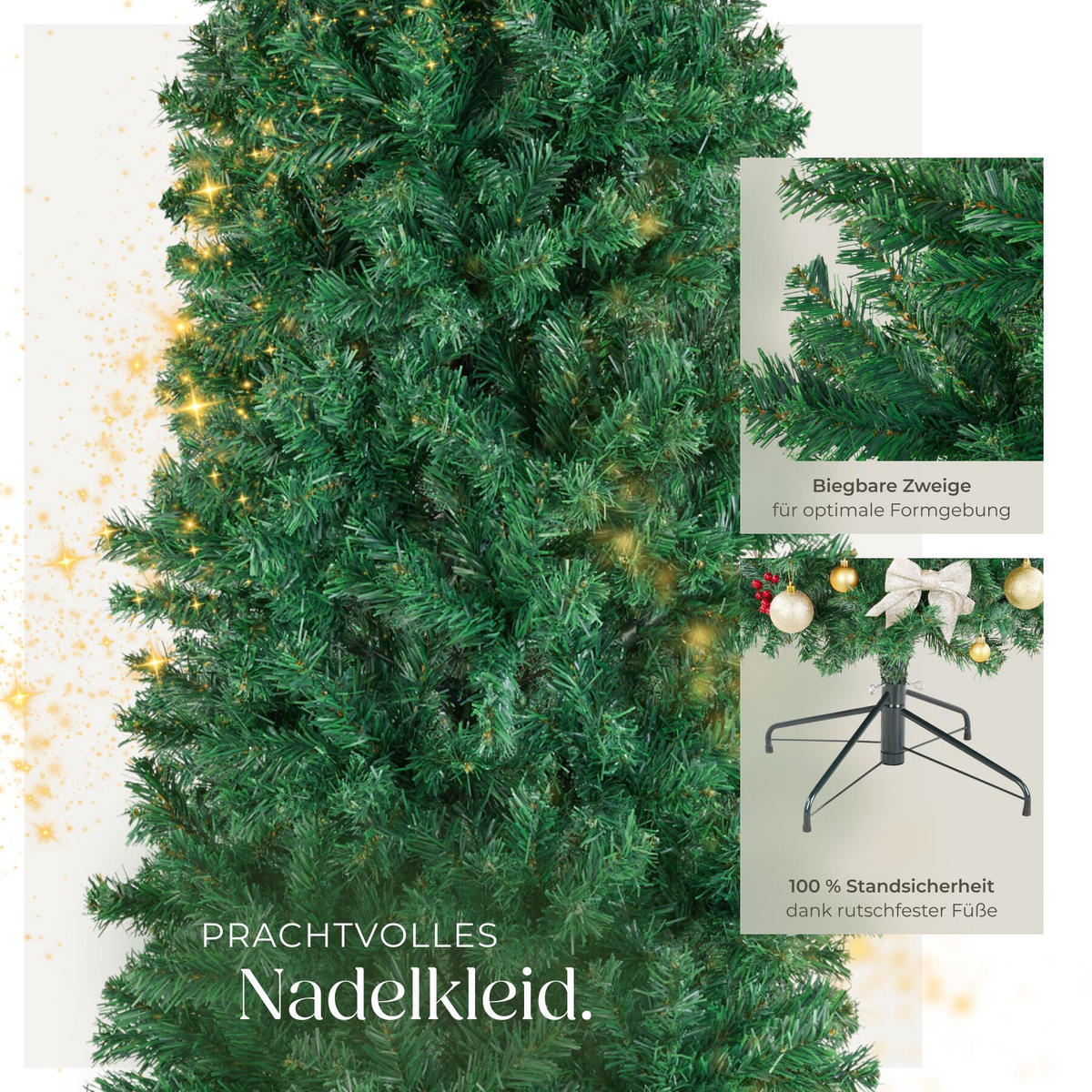 WEIHNACHTSBAUM Comet, pulverbeschichteter Metallständer mit Kunststoffkappen, grün - Grün, Kunststoff (210cm) - tectake