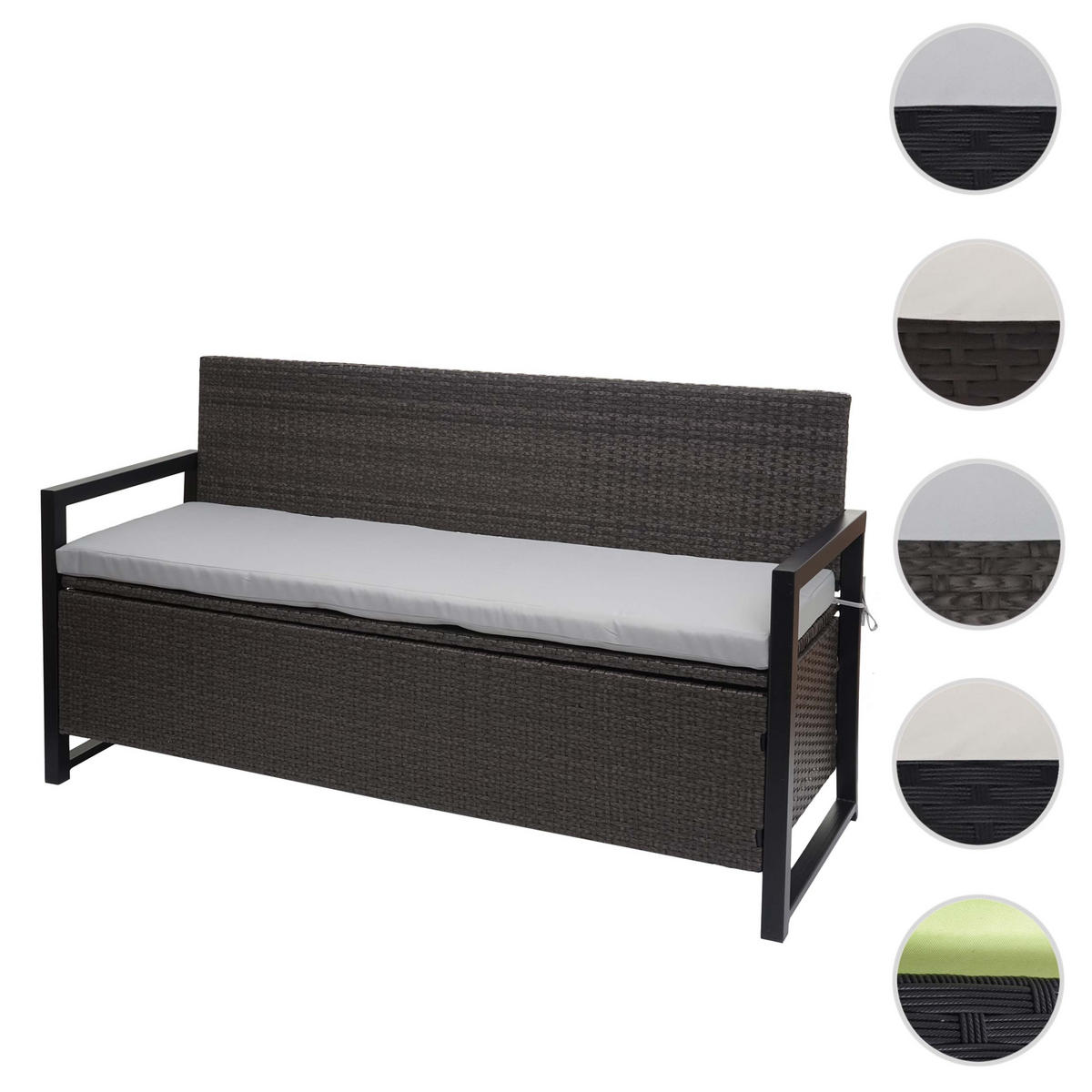 POLY-RATTAN 3ER SITZBANK Grau, Hellgrau - Hellgrau/Grau, Kunststoff (164/87/57cm) - MCW