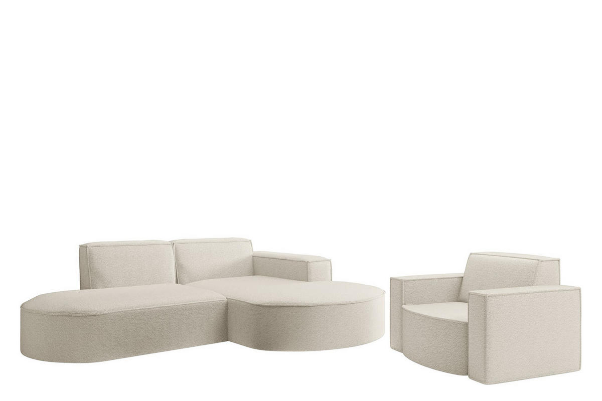 SOFASET Palma Ecksofa Sessel Ascot - Beige, Holzwerkstoff/Textil (236/78/165cm) - Fun Möbel