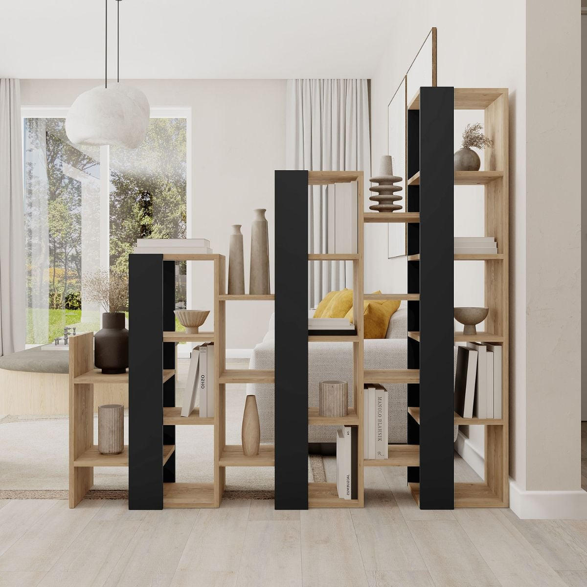 REGAL Trenner Anissa - H151 cm - Eiche Artisan/Grau, Holzwerkstoff (29/151/158cm) - Calicosy