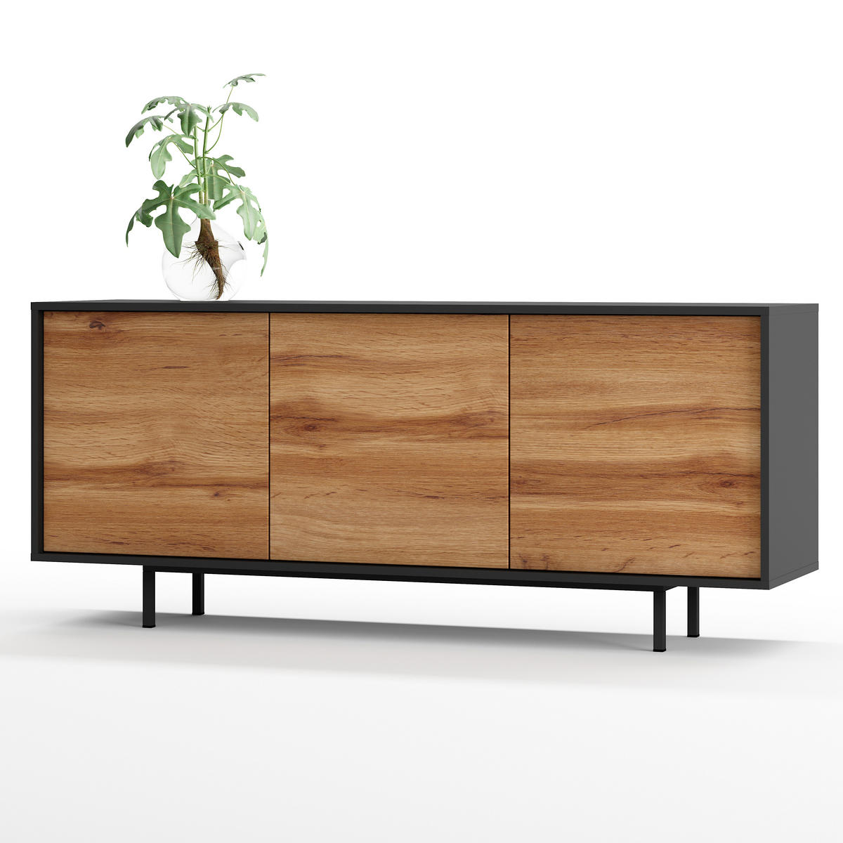 SIDEBOARD Akia Eiche Wotan 66/154/40 cm - Eiche Wotan, Holzwerkstoff (154/66/40cm) - SIMPLYFURN