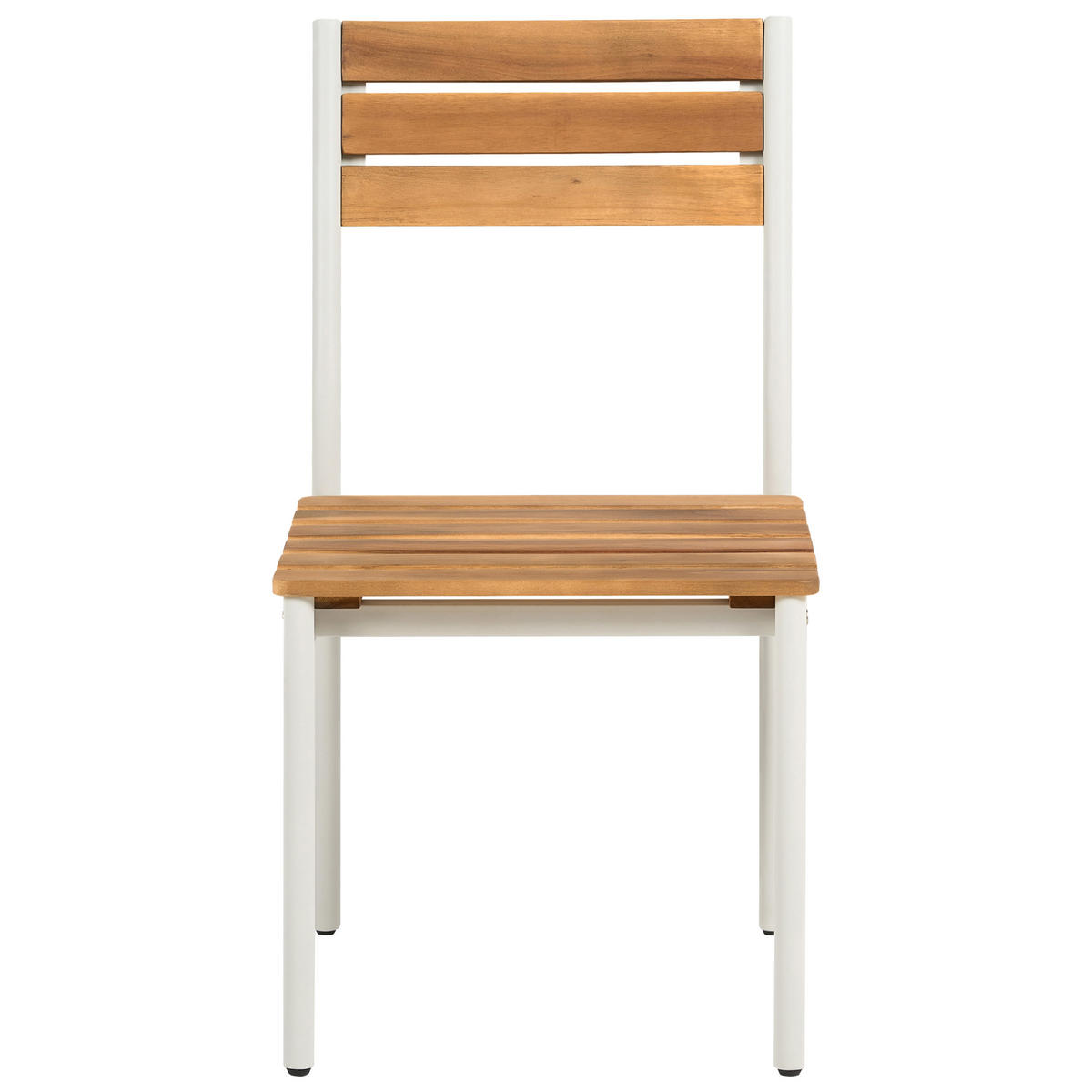 GARTENSTUHL 2er Set Akazienholz Braun Corricella - Creme, Holz (47/90/54cm) - Beliani