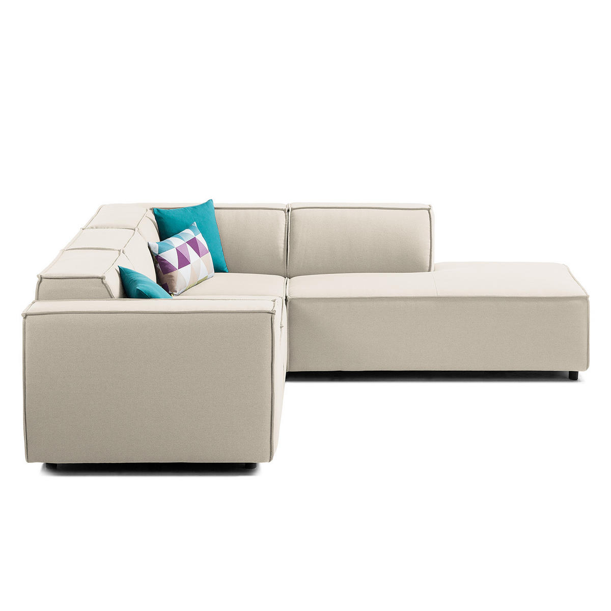 ECKSOFA mit Ottomane - Schwarz/Weiß, Kunststoff/Textil (260/234cm) - home24