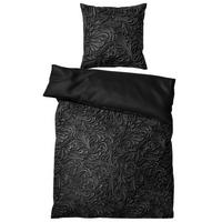 BETTWÄSCHE 2-teilig Floral - Schwarz, Naturmaterialien (135/200cm) - Sanilo