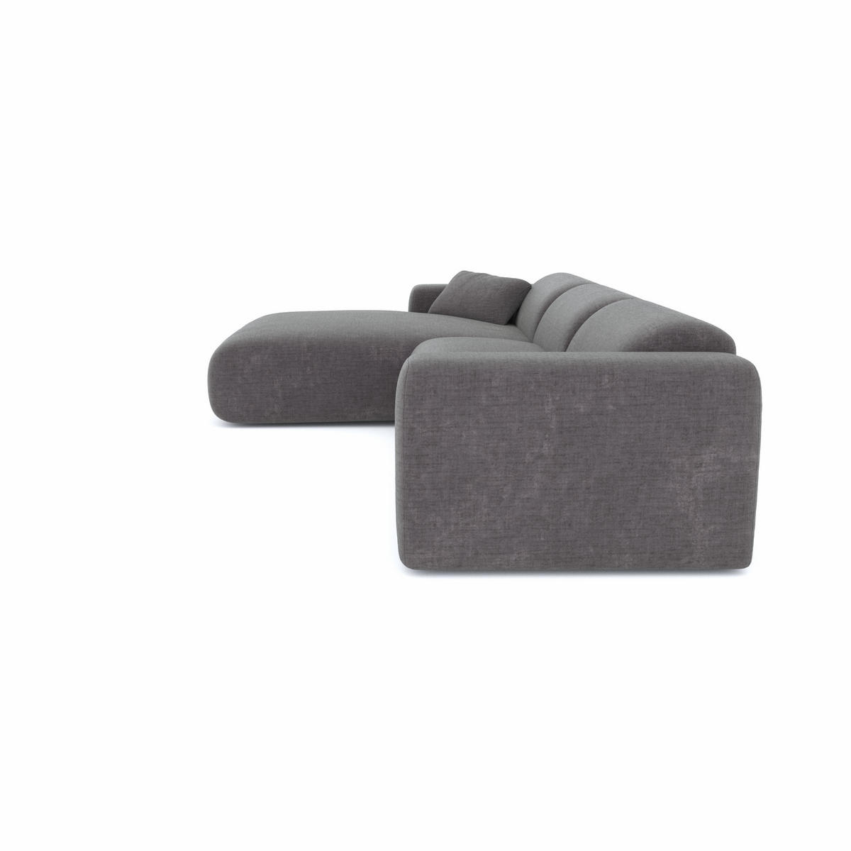 ECKSOFA LINKS Texturierter Samt Grau 280cm - Grau, Textil (95/280cm) - Sia Home